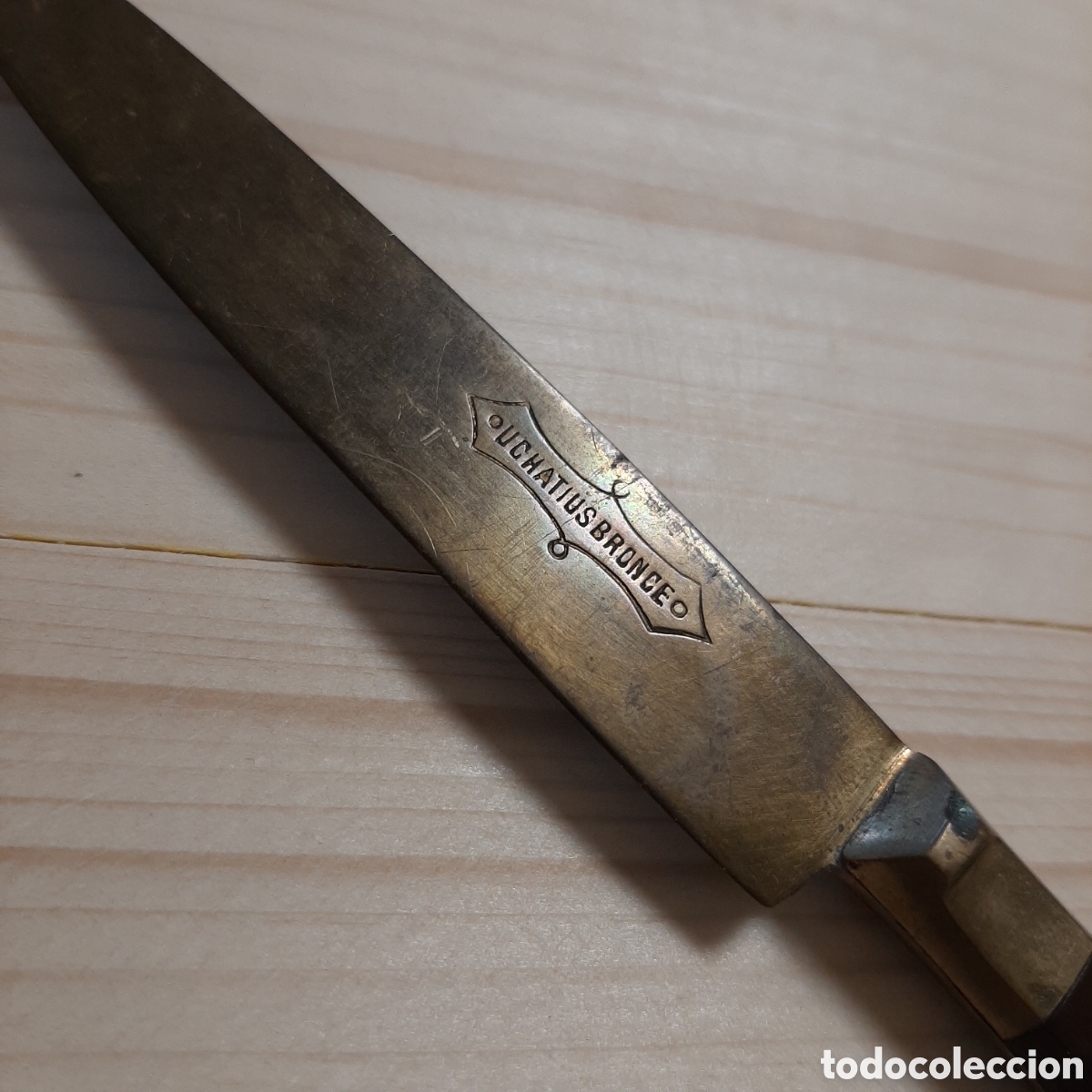 Antig&uuml;edades: Cuchillo aleman Uchatius Bronce / Mango madera / 16cm - Foto 2