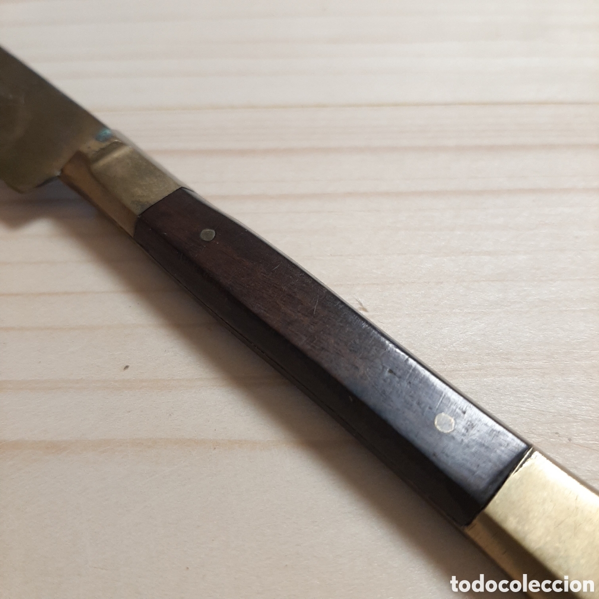 Antig&uuml;edades: Cuchillo aleman Uchatius Bronce / Mango madera / 16cm - Foto 3