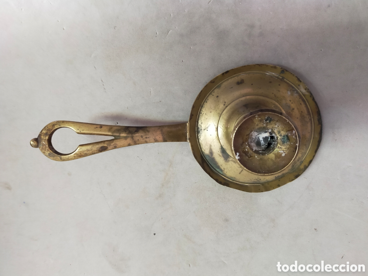 Antig&uuml;edades: PALMATORIA EN BRONCE. 1 LUZ. CON ASA. - Foto 2