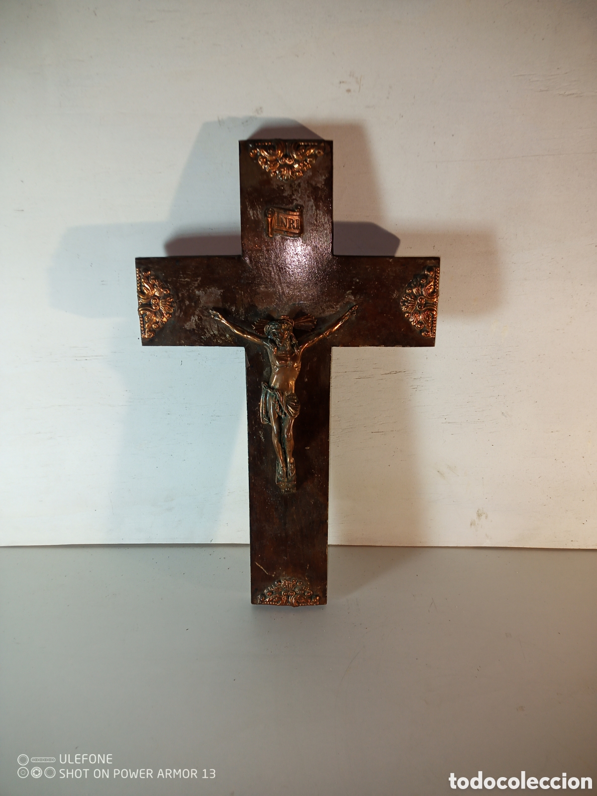 Antig&uuml;edades: Crucifijo en madera y cobre - Foto 4