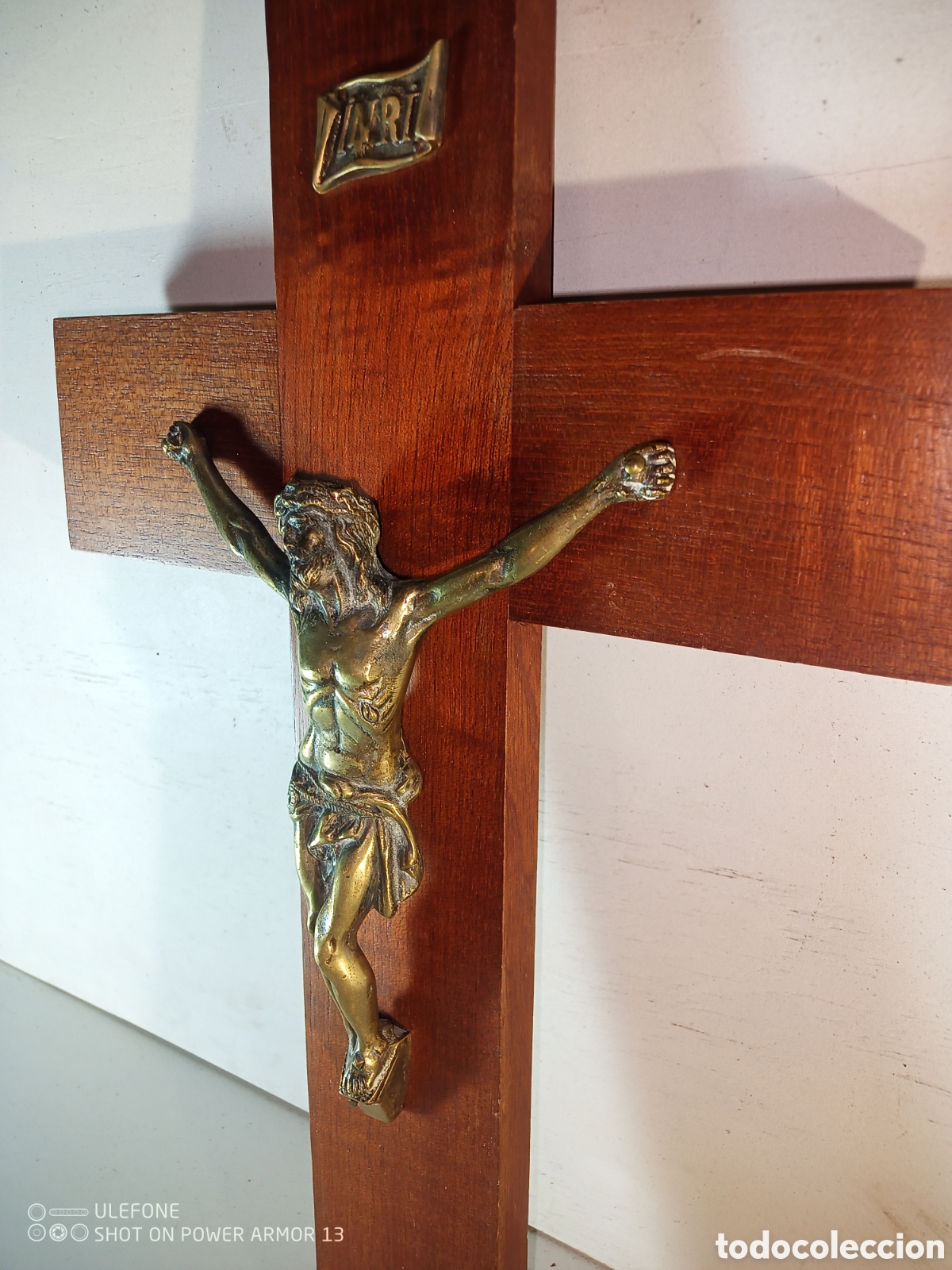 Antig&uuml;edades: Crucifijo en madera y bronce - Foto 2