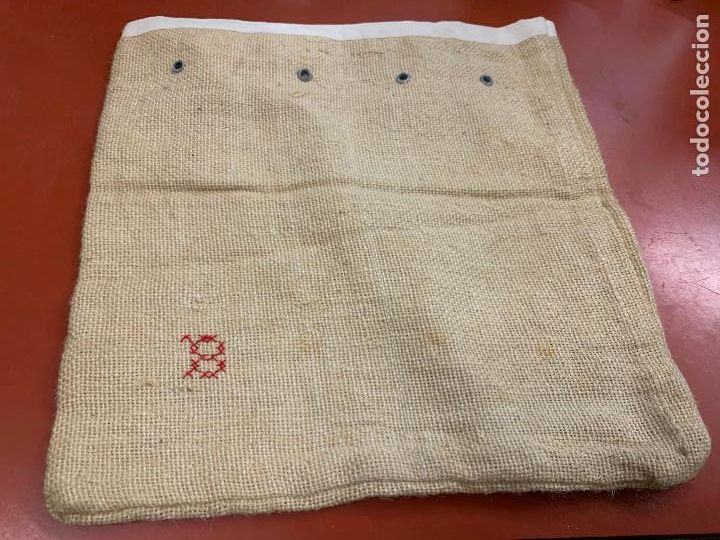 Antig&uuml;edades: Encantadora bolsa de tela antigua, tela de canamo, para llevar la merienda a la escuela. A&ntilde;os 30