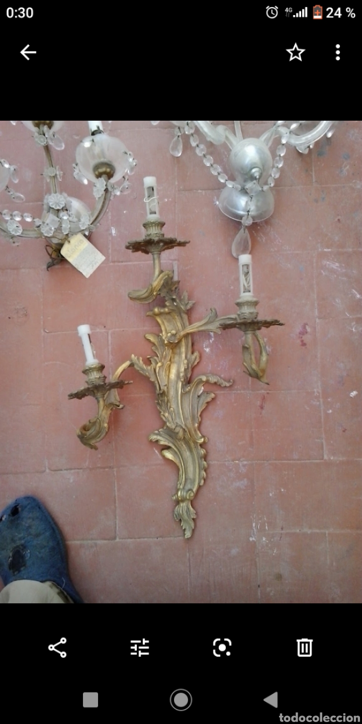 Antig&uuml;edades: Aplique antiguo de pared bronce - Foto 1