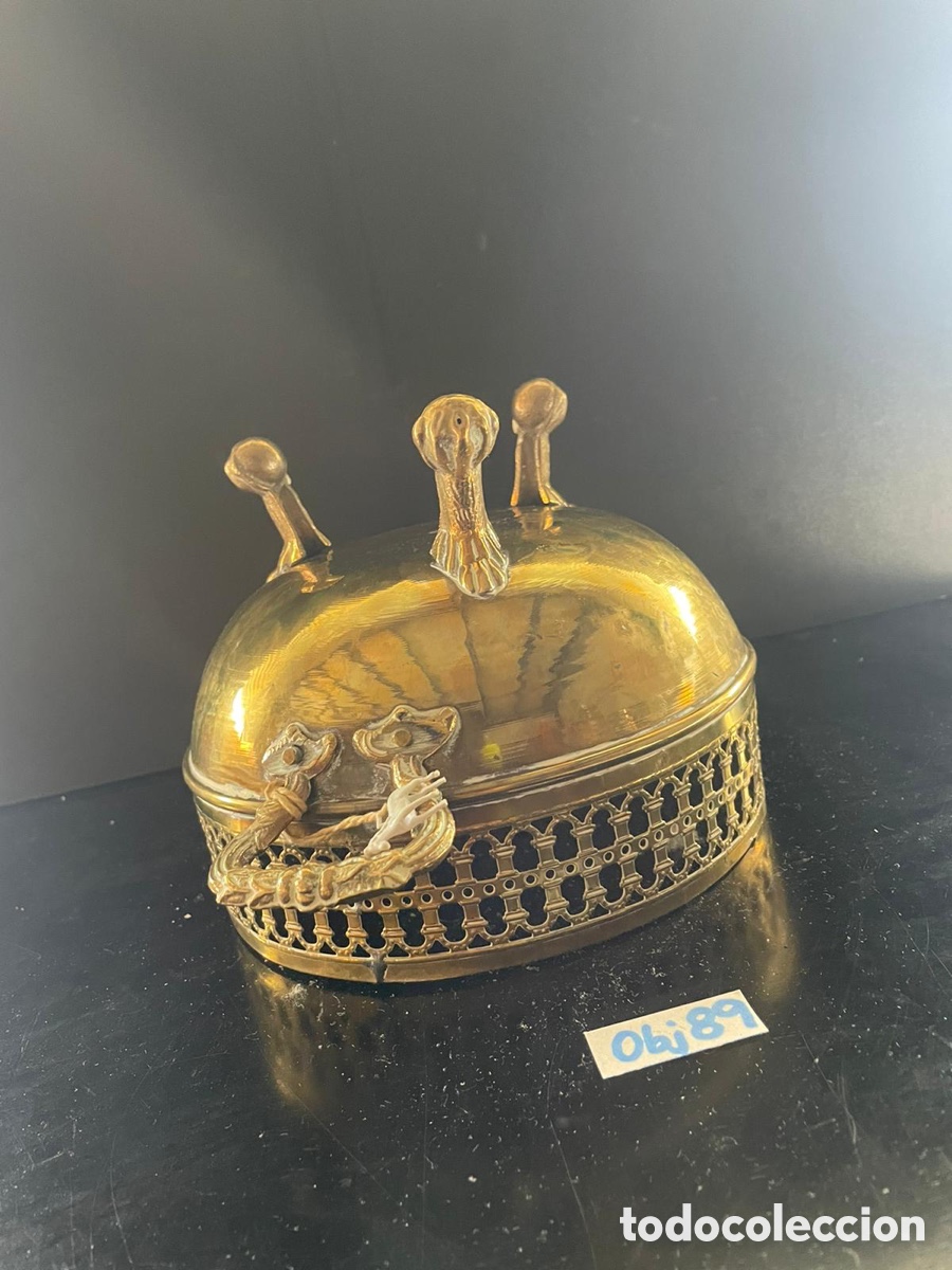 Antig&uuml;edades: ANTIGUO CENTRO MACETERO DE BRONCE CON PATAS - Foto 3