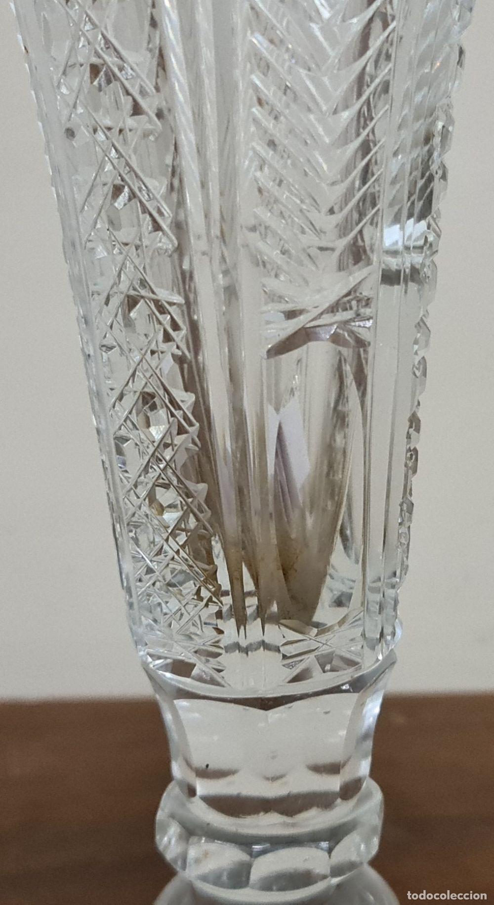 Antig&uuml;edades: JARR&Oacute;N DE CRISTAL TALLADO. BASE DE PLATA. CIRCA 1950. - Foto 9