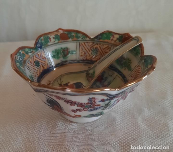 Antig&uuml;edades: MACAO - CONJUNTO (CUENCO Y CUCHARA) 3 GALLOS. - Foto 1