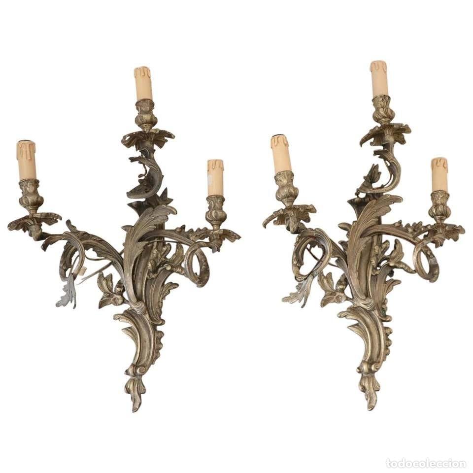Antig&uuml;edades: Apliques antiguos de bronce dorado - Foto 1
