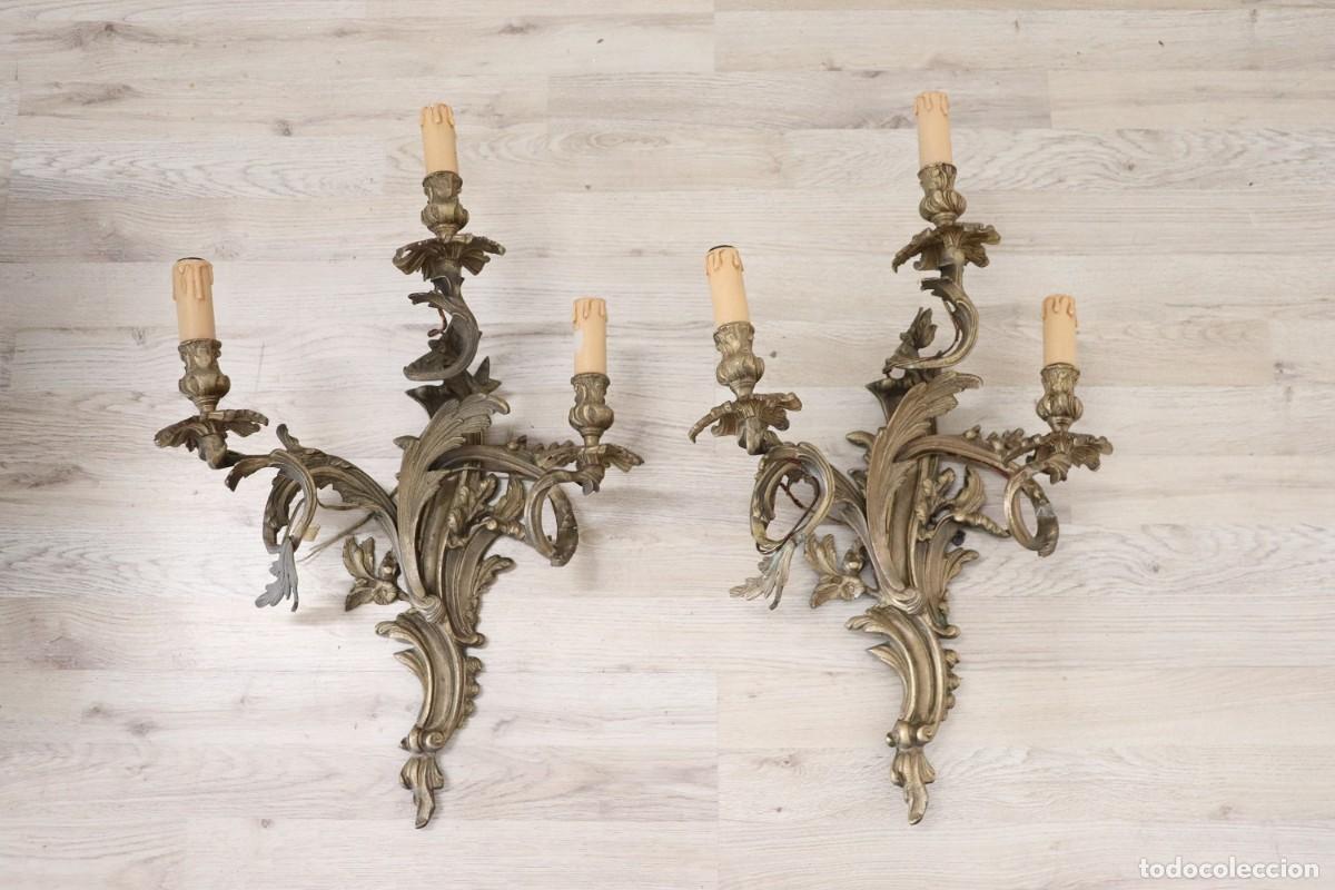 Antig&uuml;edades: Apliques antiguos de bronce dorado - Foto 2