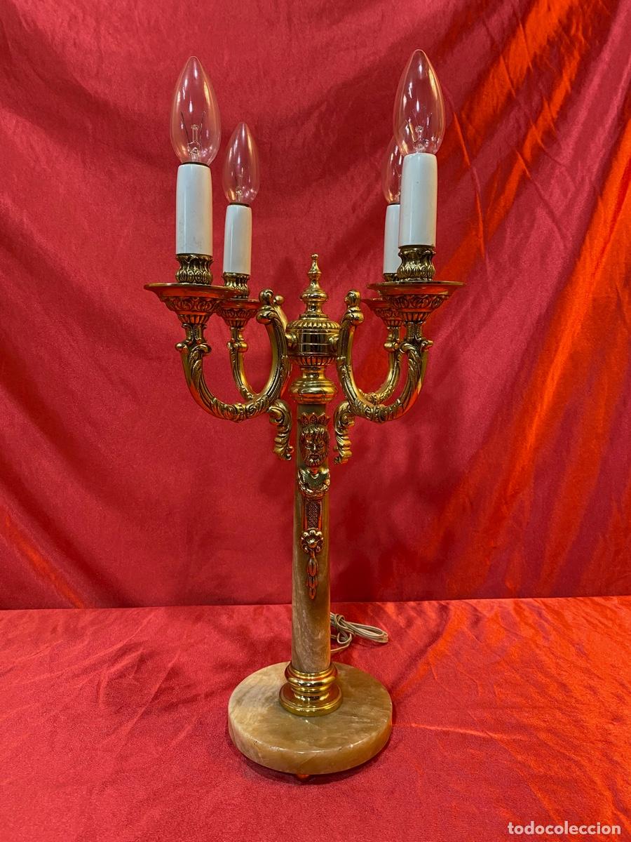 Antig&uuml;edades: CANDELABRO DE BRONCE CON BASE DE MARMOL - Foto 4