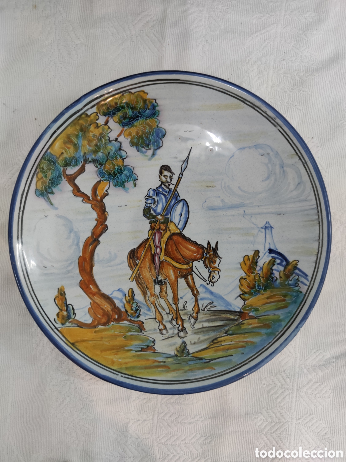 Antig&uuml;edades: Plato de Talavera firmado C.EBORA - Foto 4