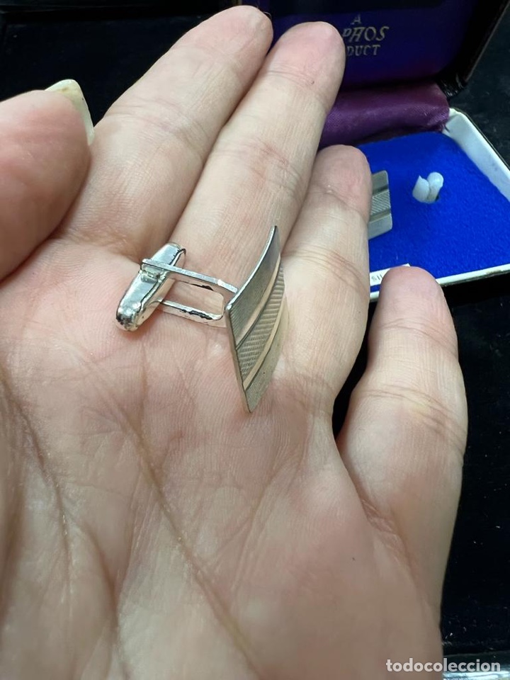 Antig&uuml;edades: Preciosos gemelos en plata de ley, sin uso - Foto 7