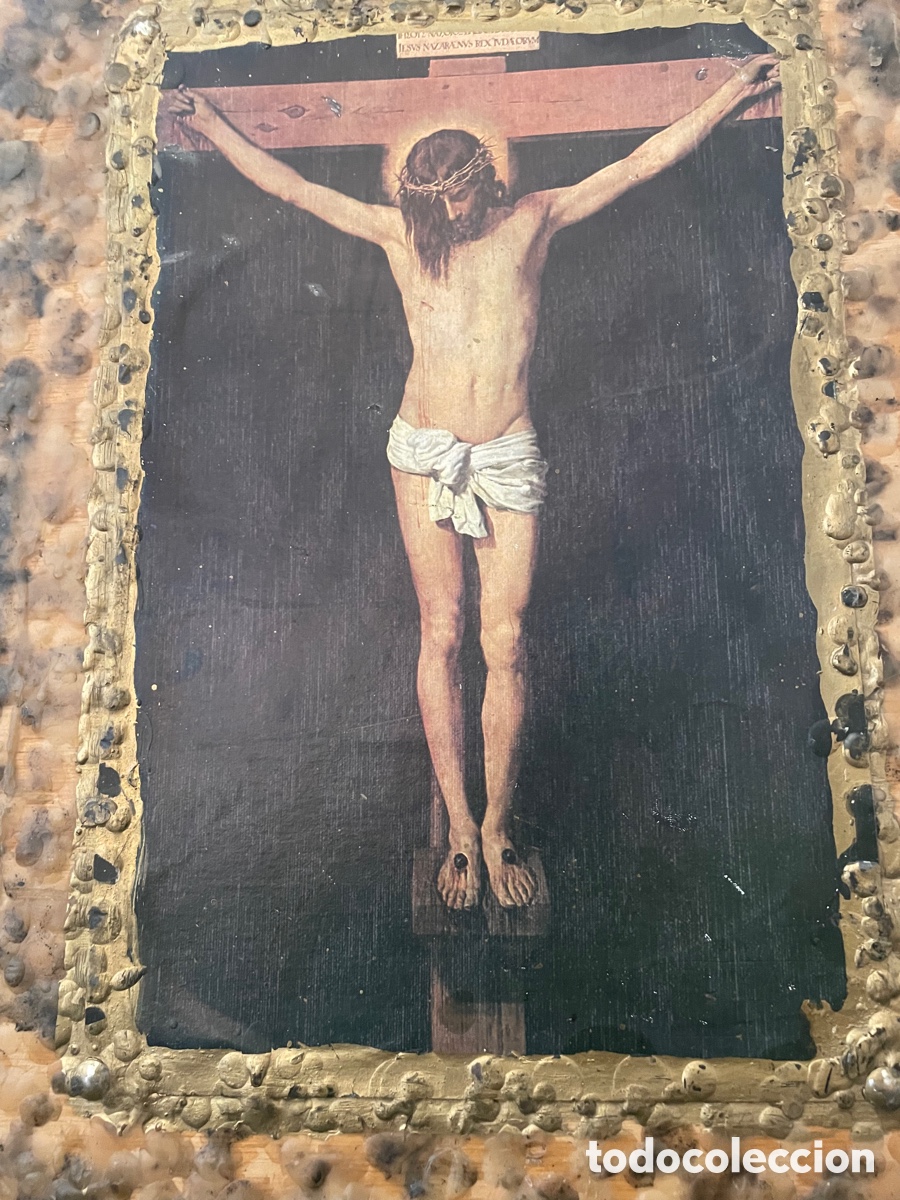 Antig&uuml;edades: Cuadro crucifijo antiguo echo mano - Foto 2