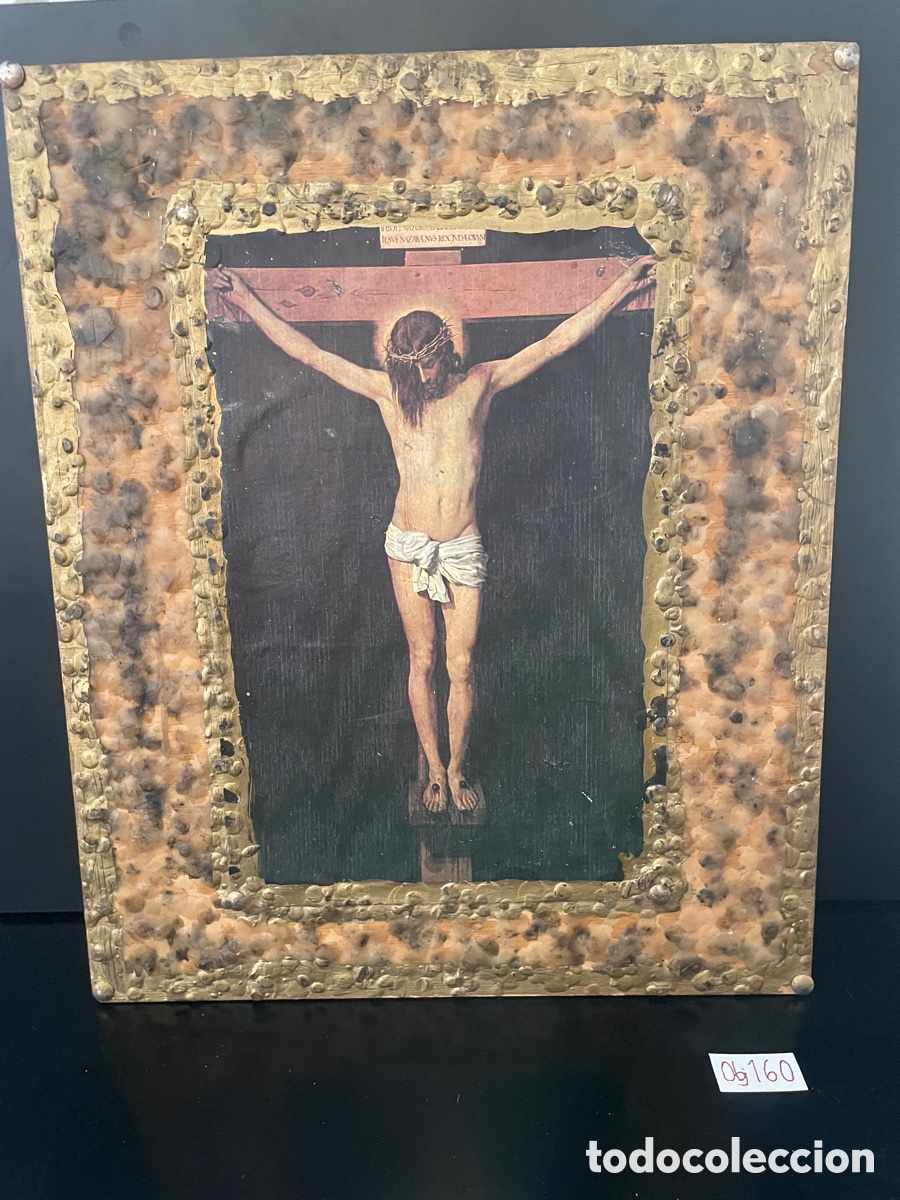 Antig&uuml;edades: Cuadro crucifijo antiguo echo mano - Foto 1