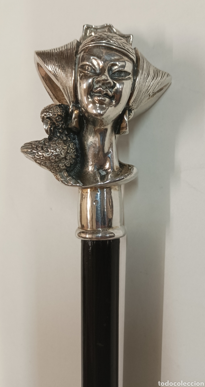 Antig&uuml;edades: Bast&oacute;n Geisha plata madera ebonizada - Foto 1