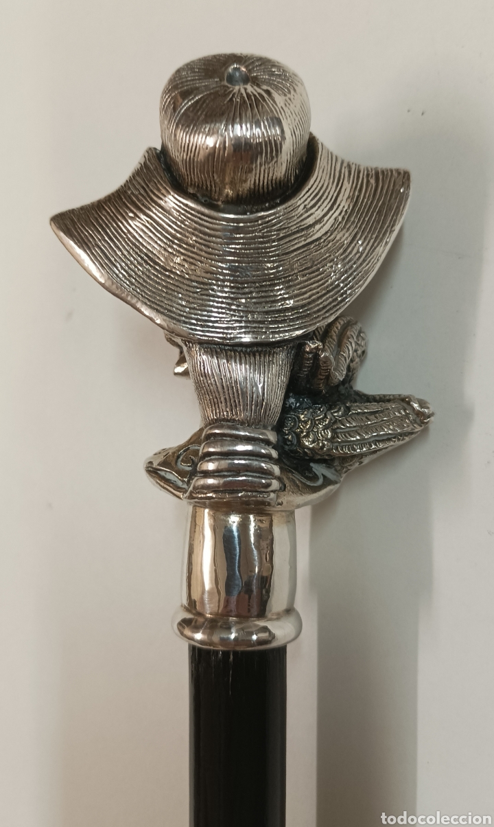 Antig&uuml;edades: Bast&oacute;n Geisha plata madera ebonizada - Foto 3