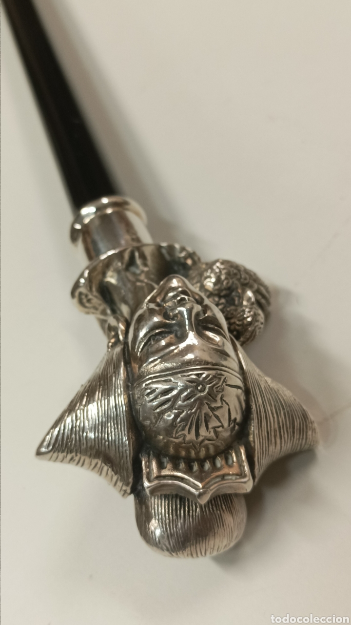 Antig&uuml;edades: Bast&oacute;n Geisha plata madera ebonizada - Foto 4