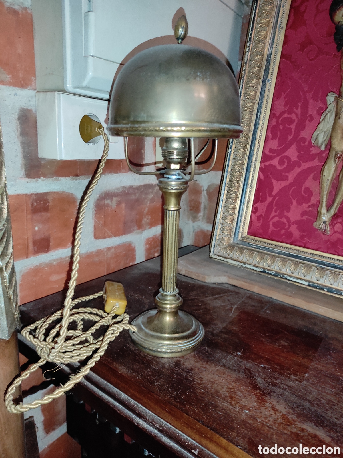 Antig&uuml;edades: Antigua L&aacute;mpara de Sobremesa de Bronce - Foto 2