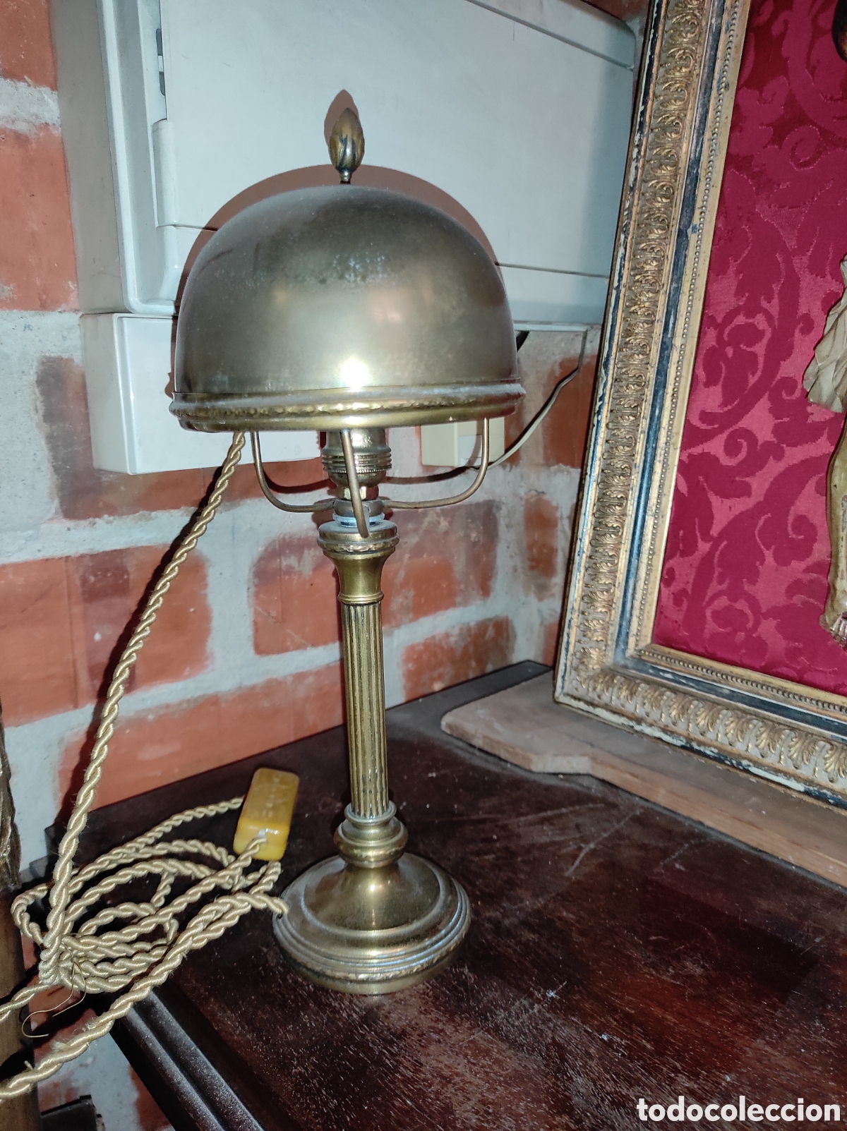 Antig&uuml;edades: Antigua L&aacute;mpara de Sobremesa de Bronce - Foto 3