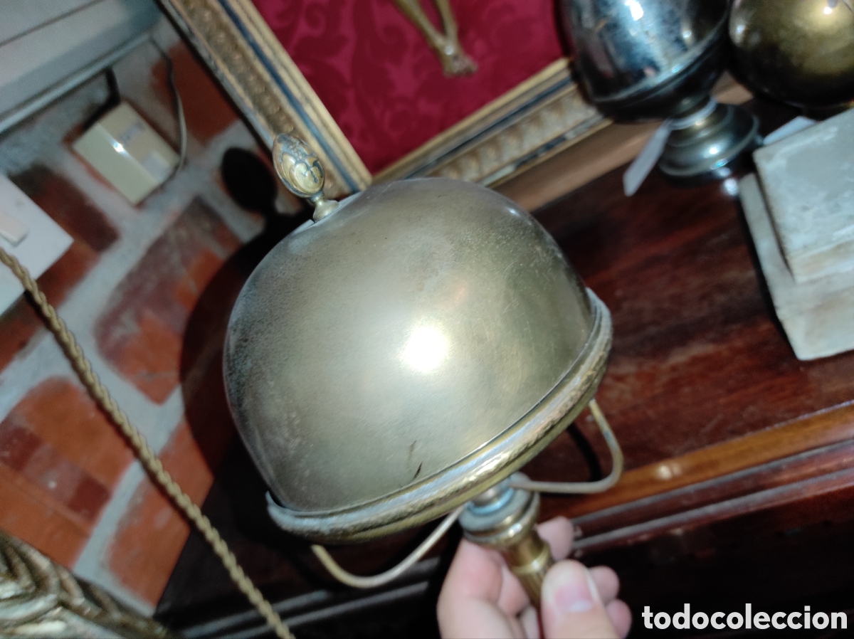 Antig&uuml;edades: Antigua L&aacute;mpara de Sobremesa de Bronce - Foto 8