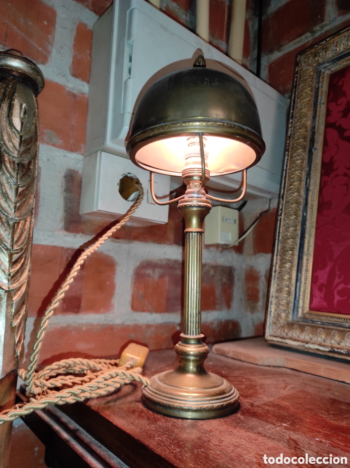 Antig&uuml;edades: Antigua L&aacute;mpara de Sobremesa de Bronce - Foto 9