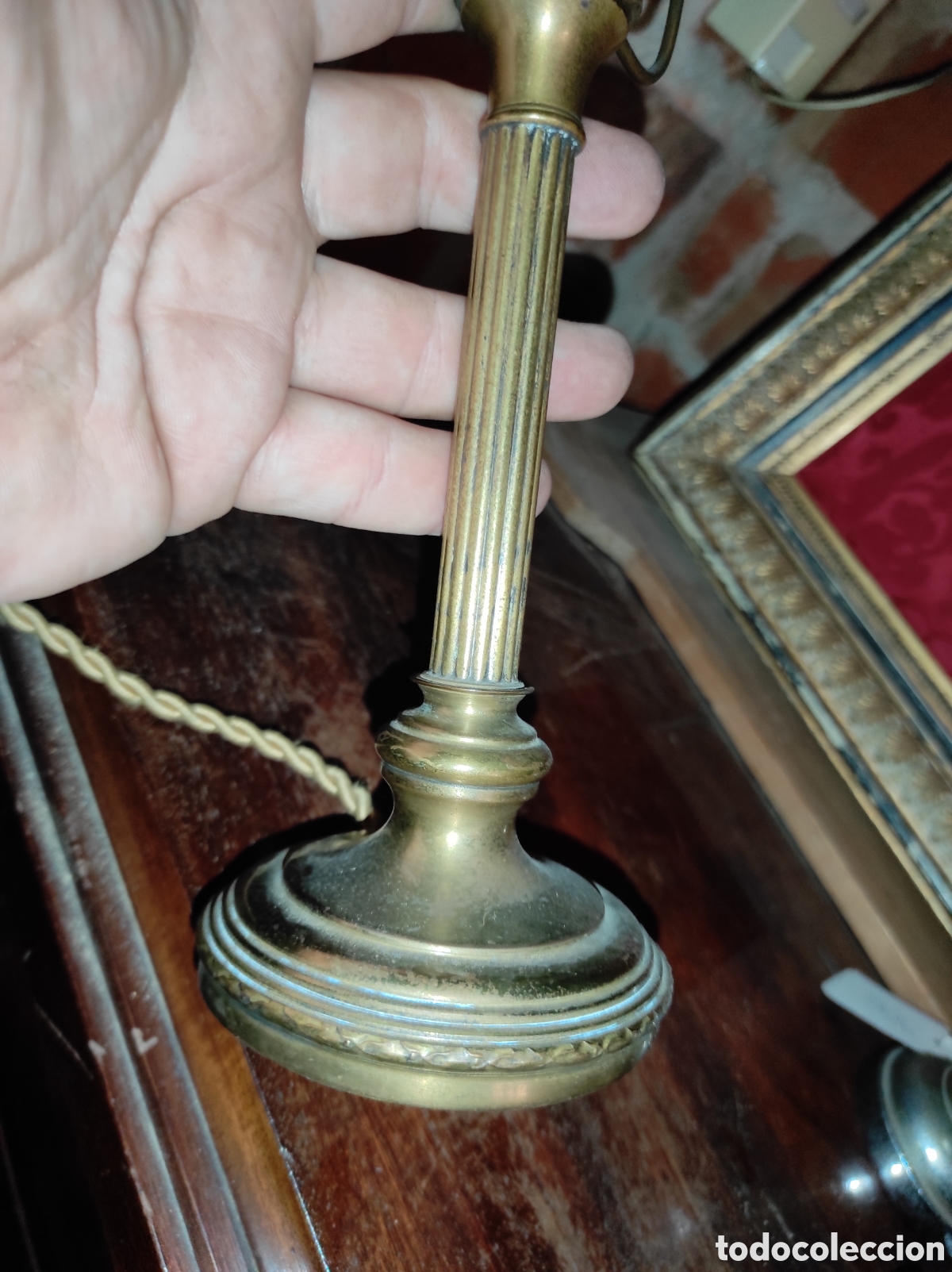 Antig&uuml;edades: Antigua L&aacute;mpara de Sobremesa de Bronce - Foto 11