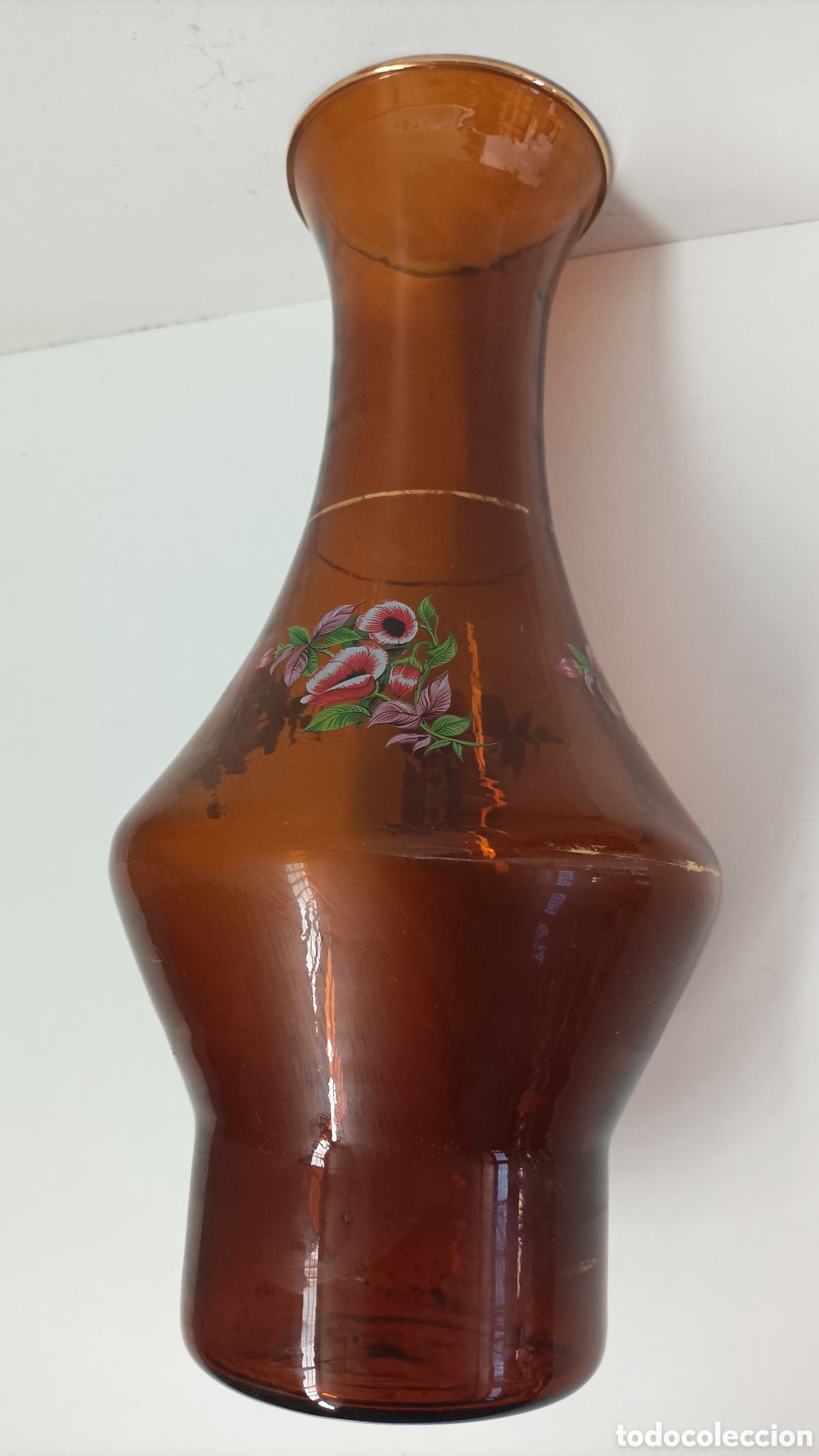 Antig&uuml;edades: Florero o recipiente de cristal marr&oacute;n - Foto 2