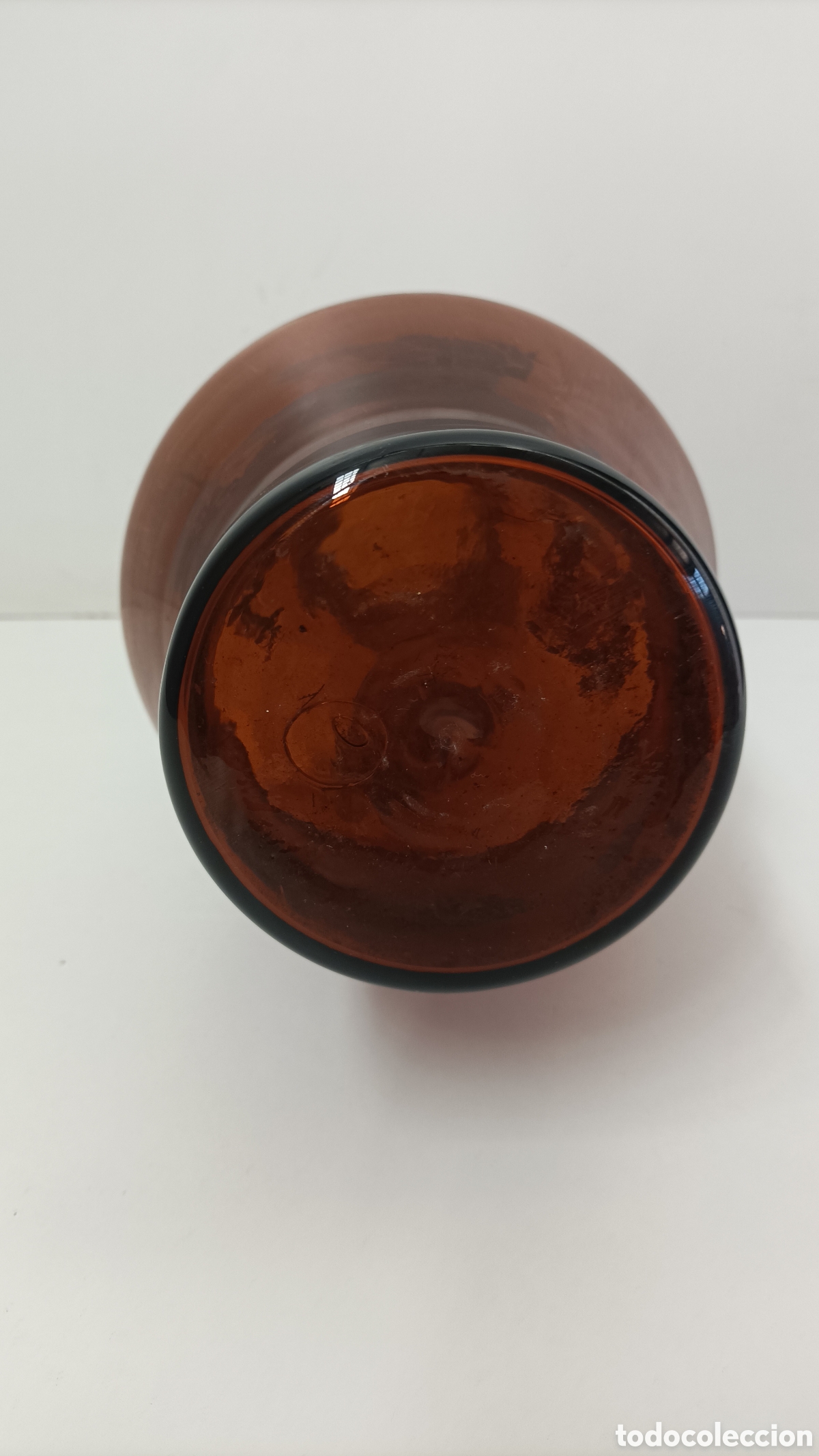 Antig&uuml;edades: Florero o recipiente de cristal marr&oacute;n - Foto 3