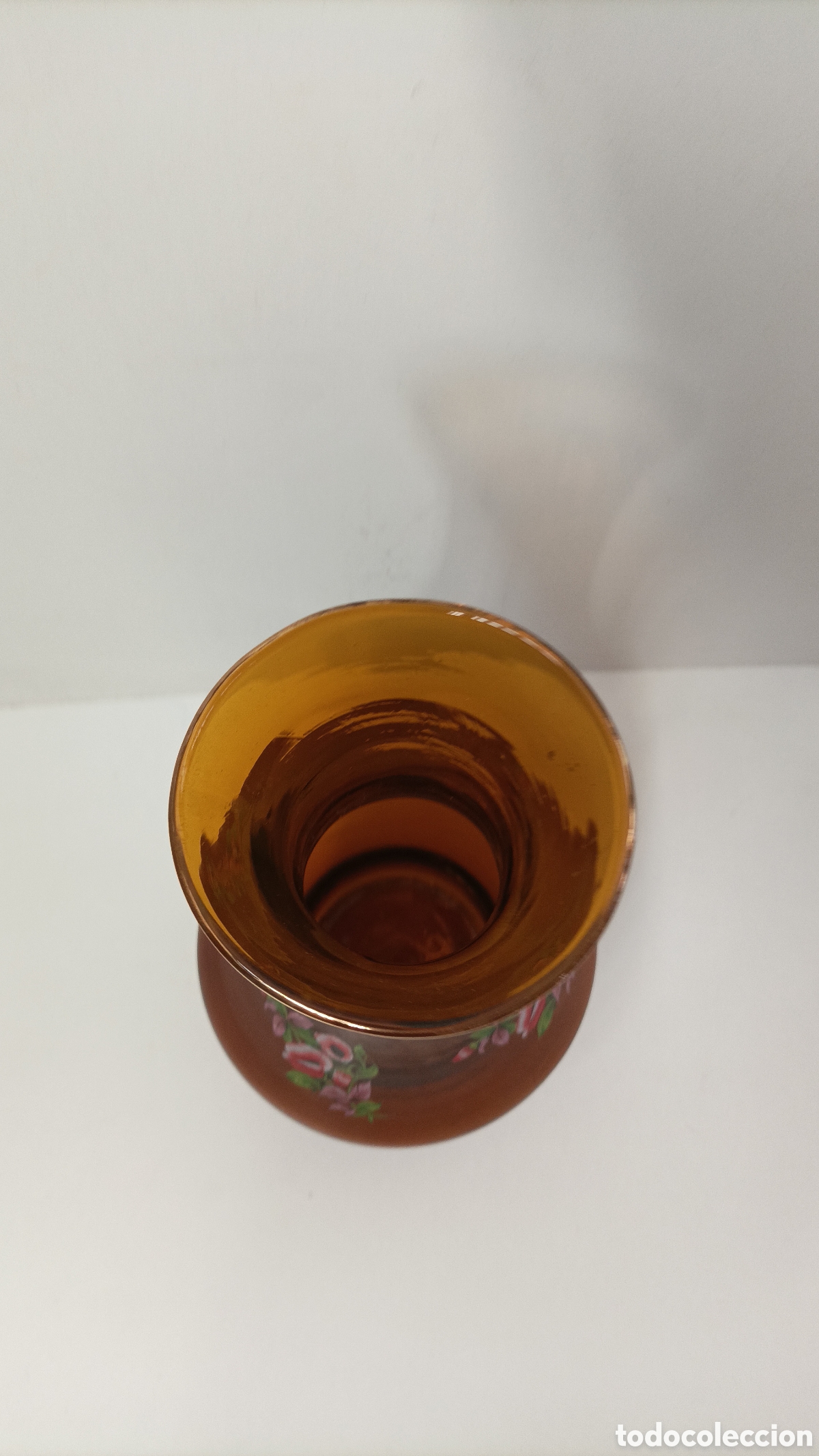 Antig&uuml;edades: Florero o recipiente de cristal marr&oacute;n - Foto 4
