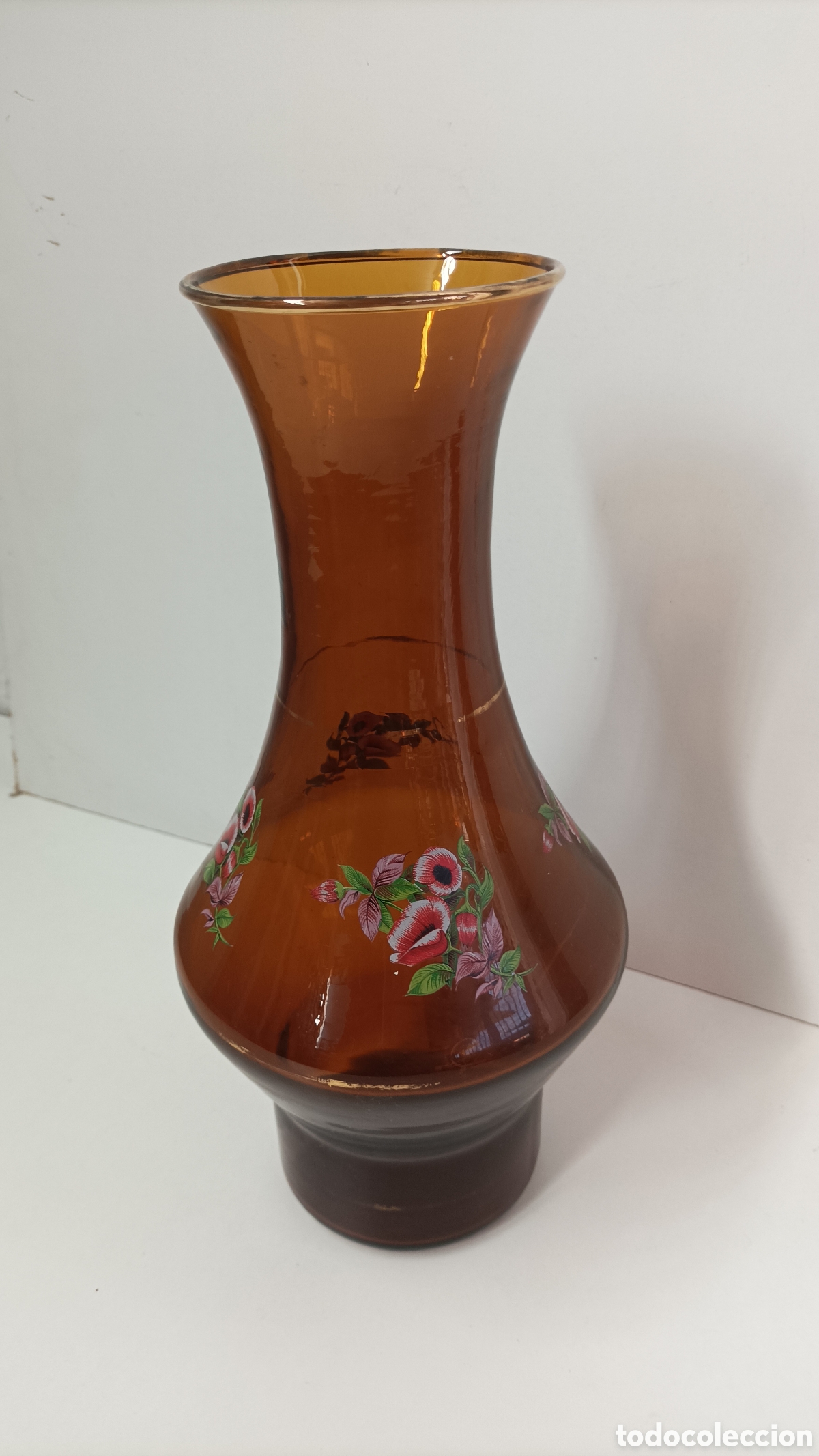 Antig&uuml;edades: Florero o recipiente de cristal marr&oacute;n - Foto 5