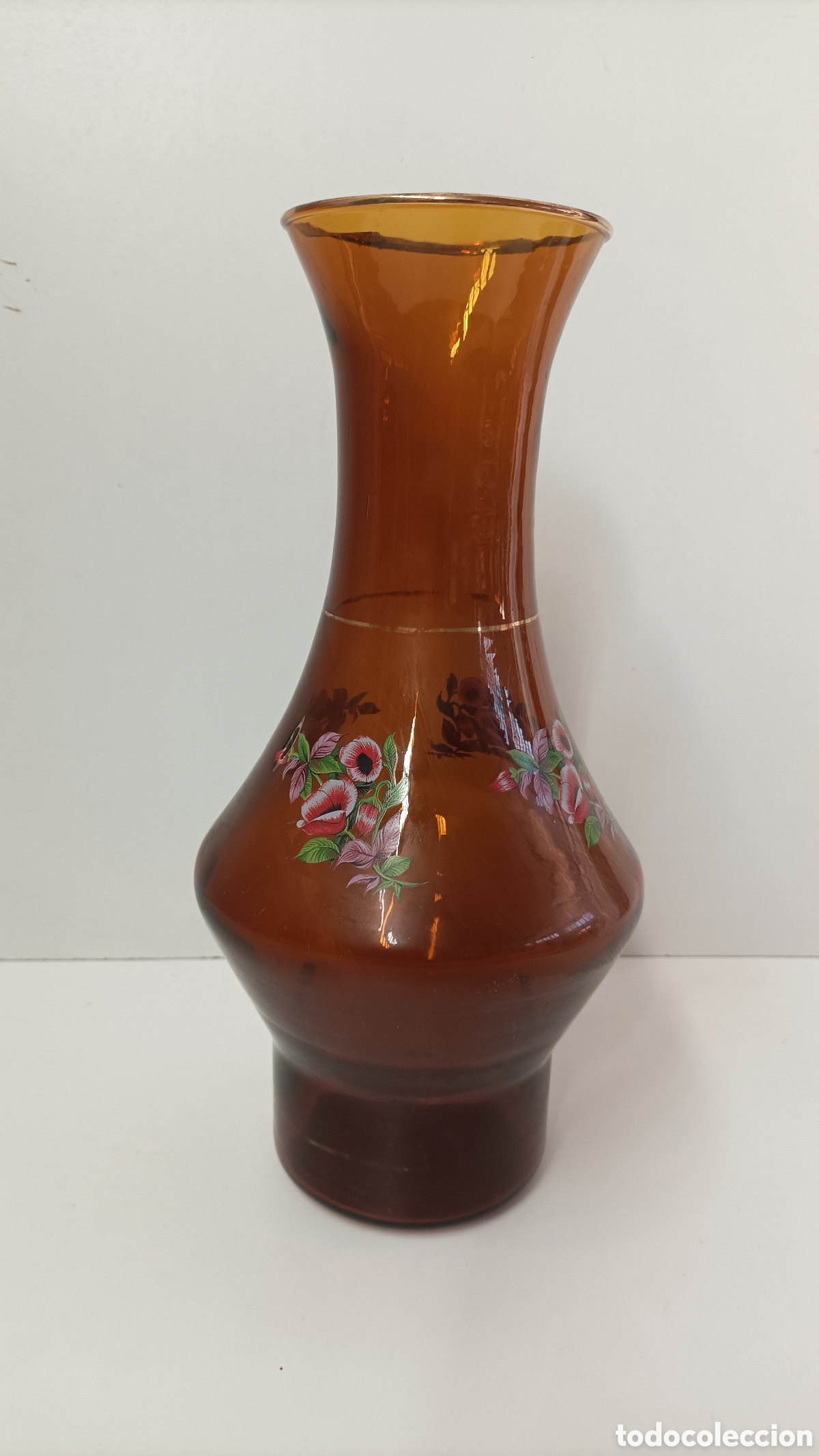 Antig&uuml;edades: Florero o recipiente de cristal marr&oacute;n - Foto 6