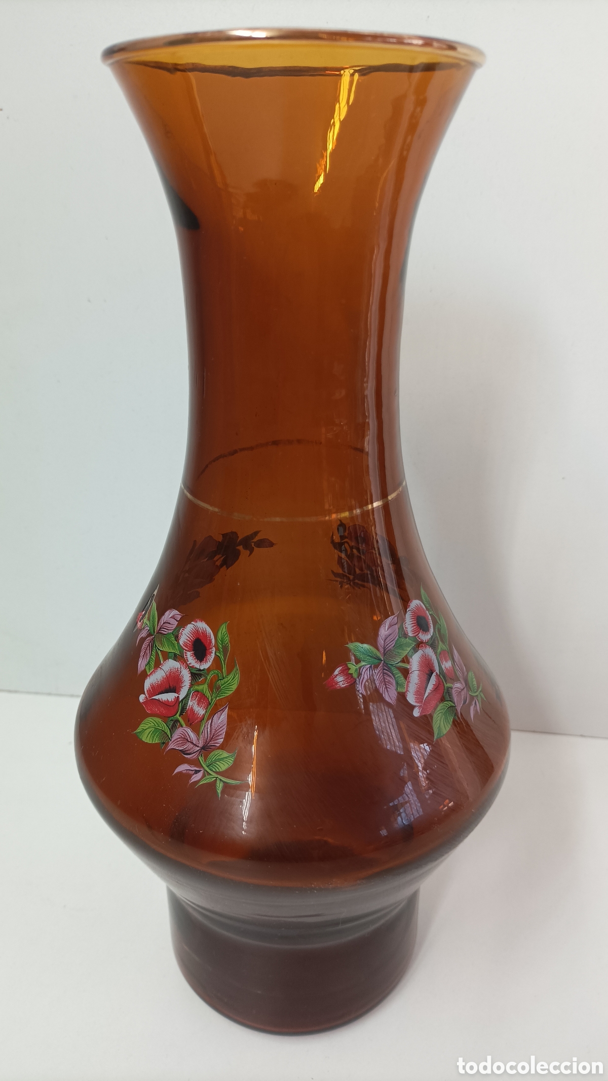 Antig&uuml;edades: Florero o recipiente de cristal marr&oacute;n - Foto 1