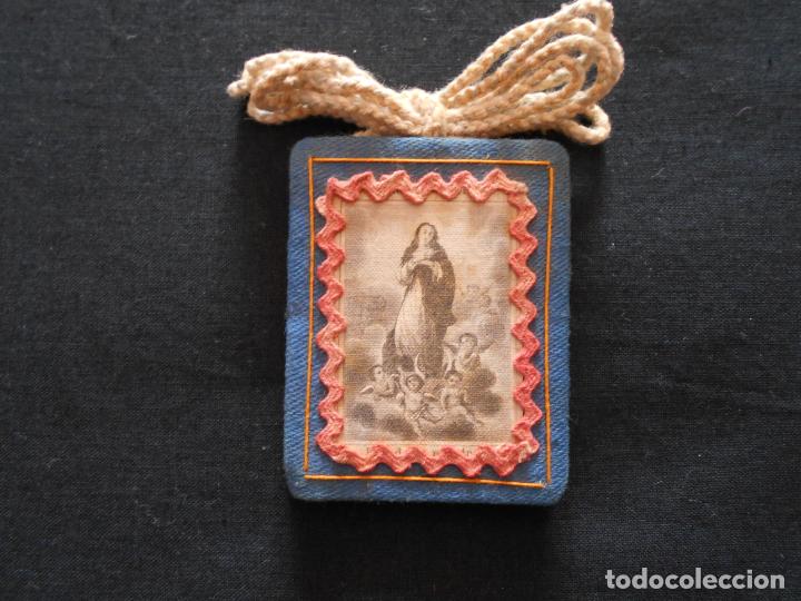 Antig&uuml;edades: ANTIGUO ESCAPULARIO CON LA INMACULADA, MIDE 6 X 4,5 CMS. - Foto 1