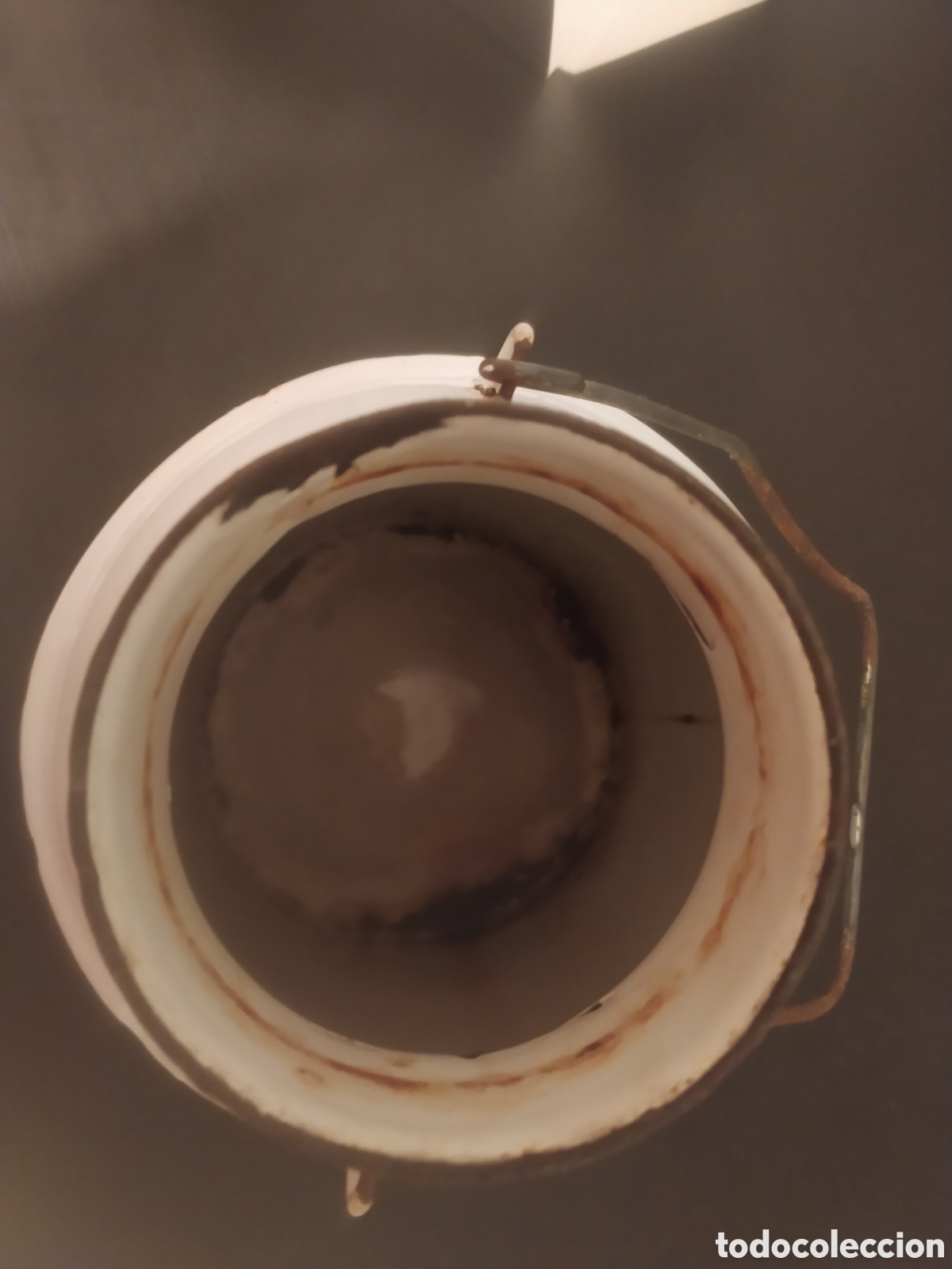 Antig&uuml;edades: Lechera esmaltada en blanco reborde negro - Foto 5