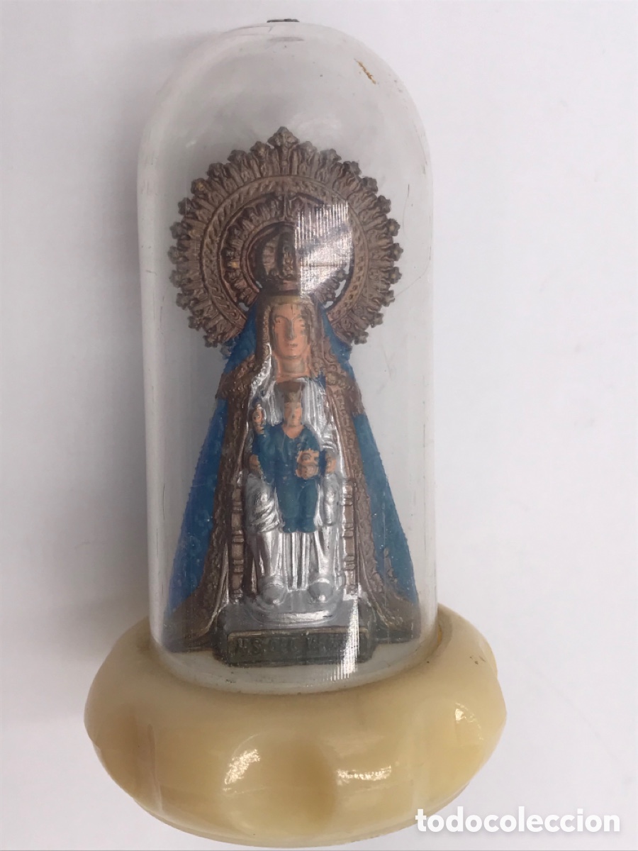 Antig&uuml;edades: Peque&ntilde;a Virgen del henar en c&uacute;pula 8,5 cms. - Foto 1