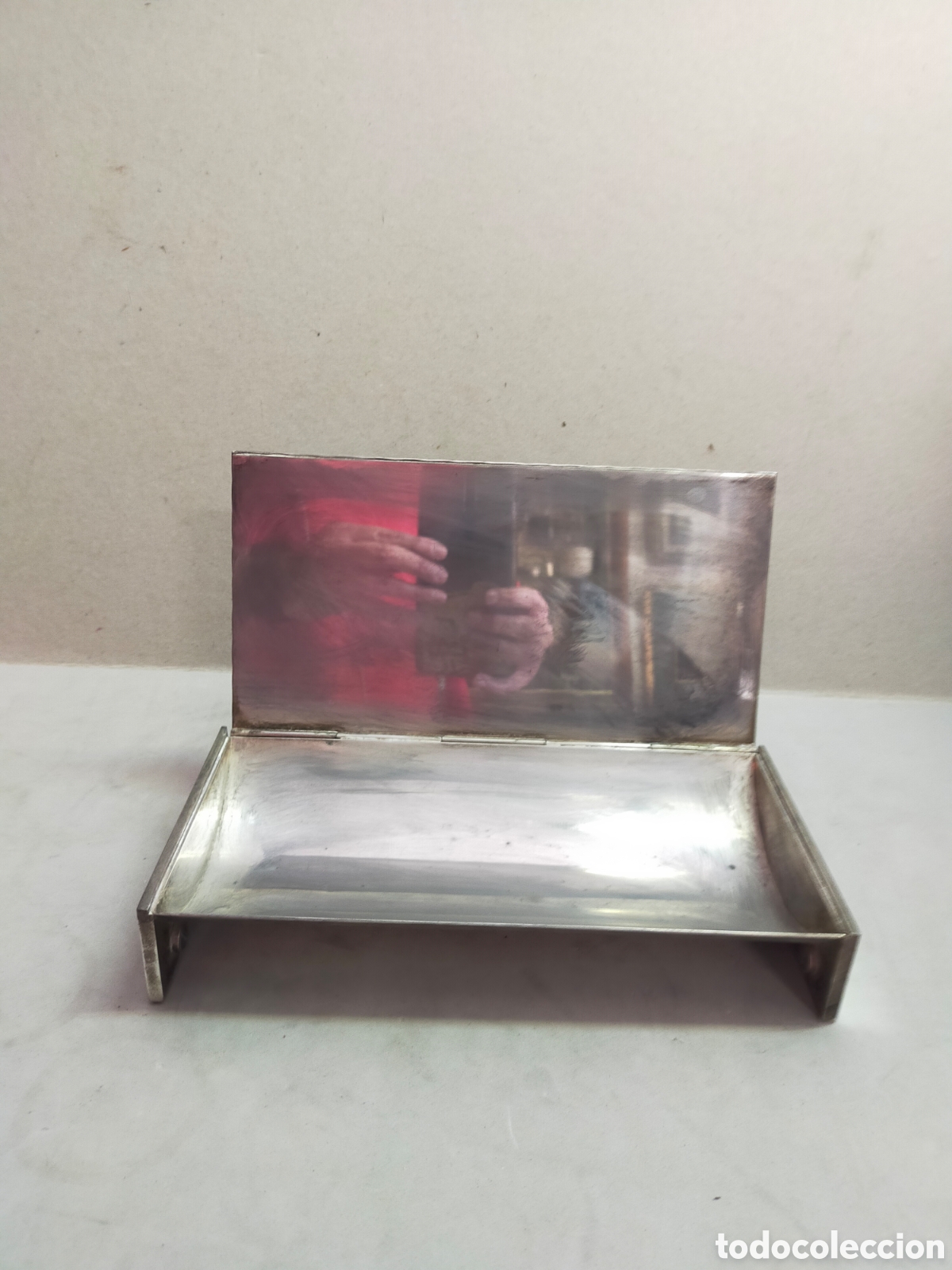 Antig&uuml;edades: CAJA PEANA DE METAL PLATEADO CON BASE RECTANGULAR. - Foto 5