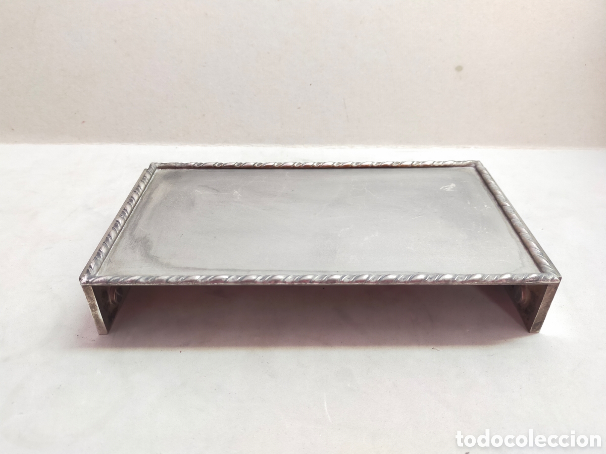 Antig&uuml;edades: CAJA PEANA DE METAL PLATEADO CON BASE RECTANGULAR. - Foto 6