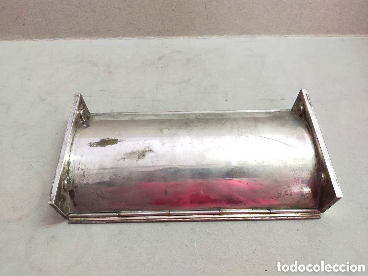 Antig&uuml;edades: CAJA PEANA DE METAL PLATEADO CON BASE RECTANGULAR. - Foto 7
