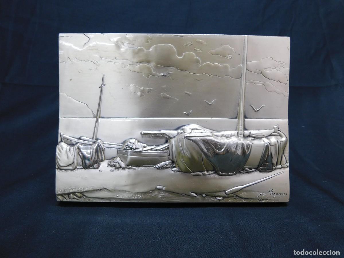 Antig&uuml;edades: Cuadro barcas en plata - Foto 1