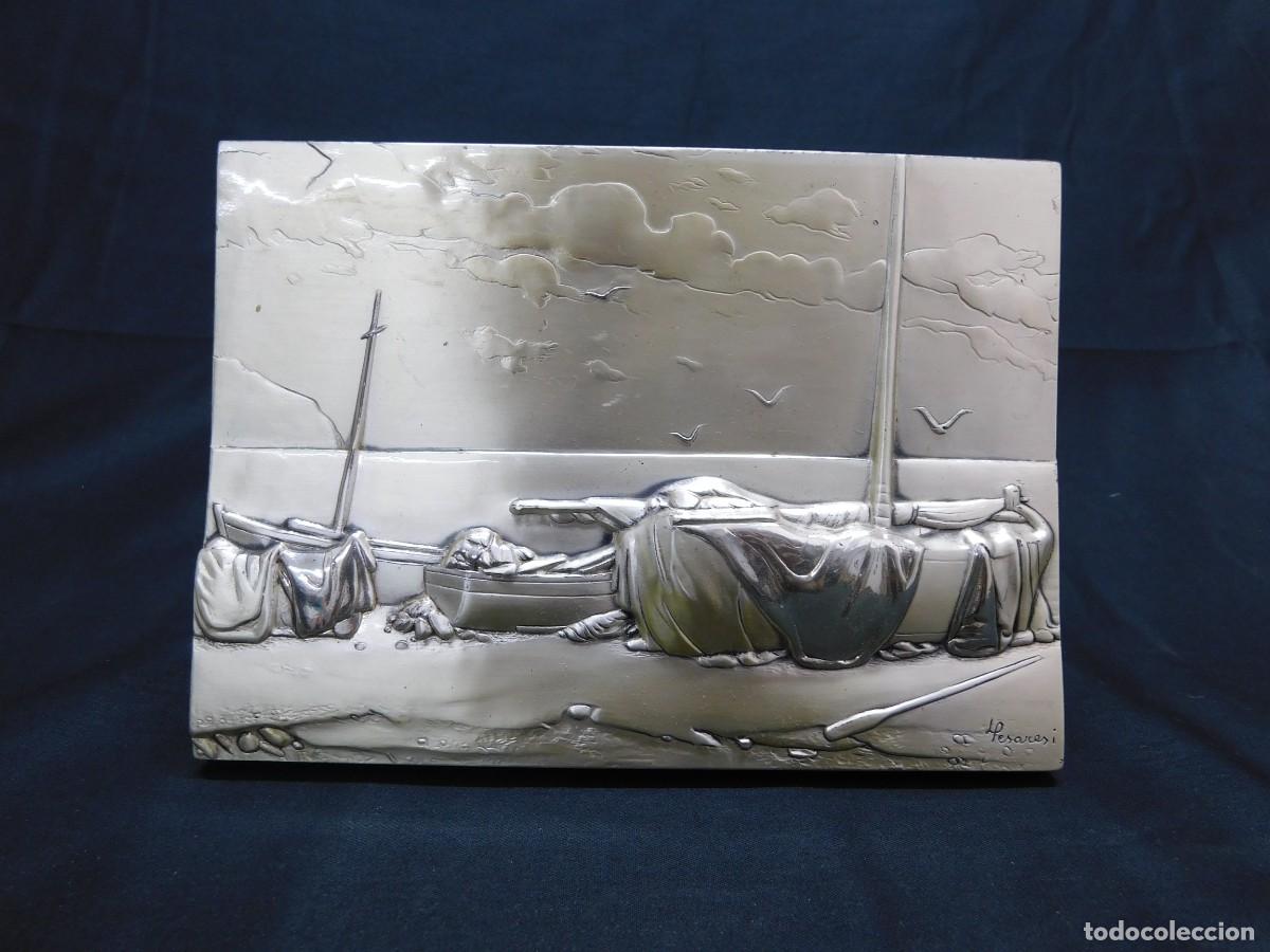 Antig&uuml;edades: Cuadro barcas en plata - Foto 2