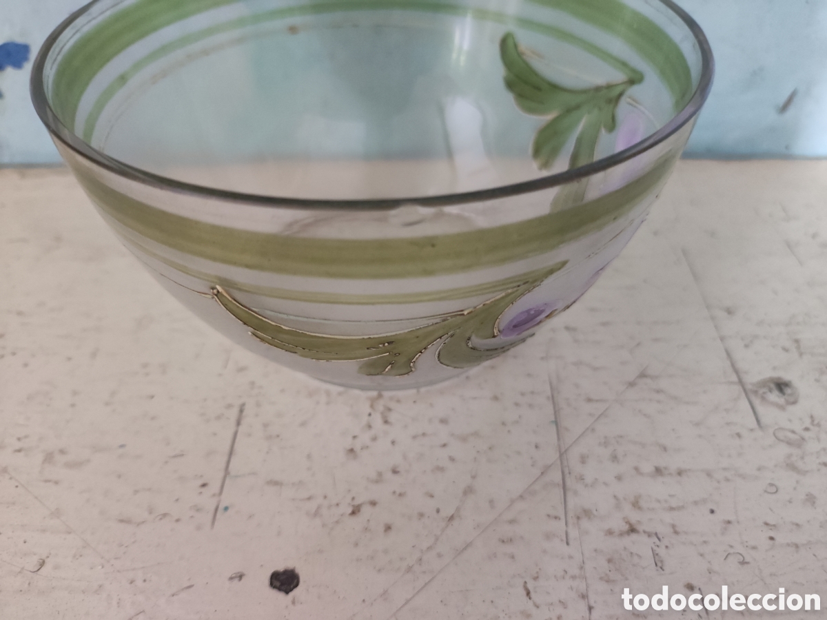 Antig&uuml;edades: Cuenco cristal pintado a mano - Foto 3