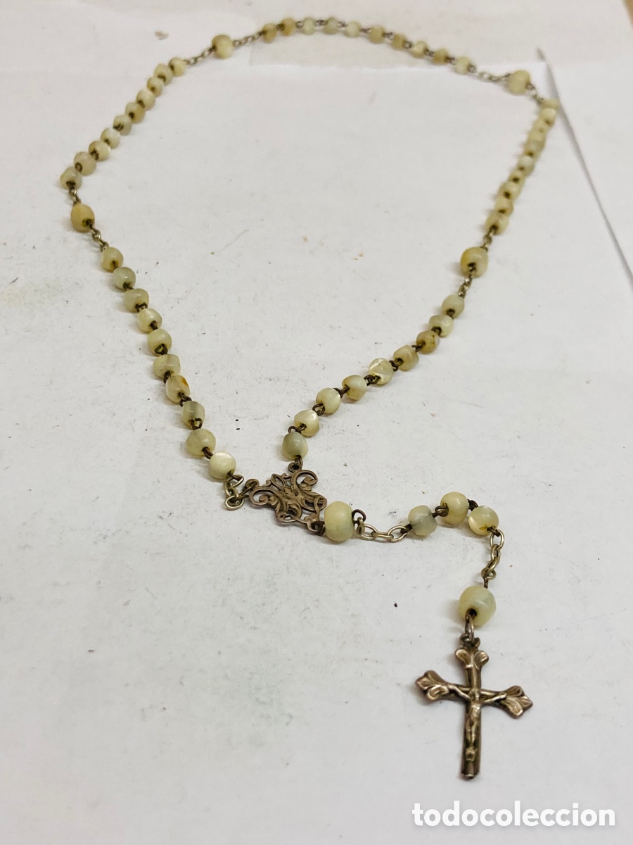 Antig&uuml;edades: Rosario de plata y n&aacute;car - Foto 1