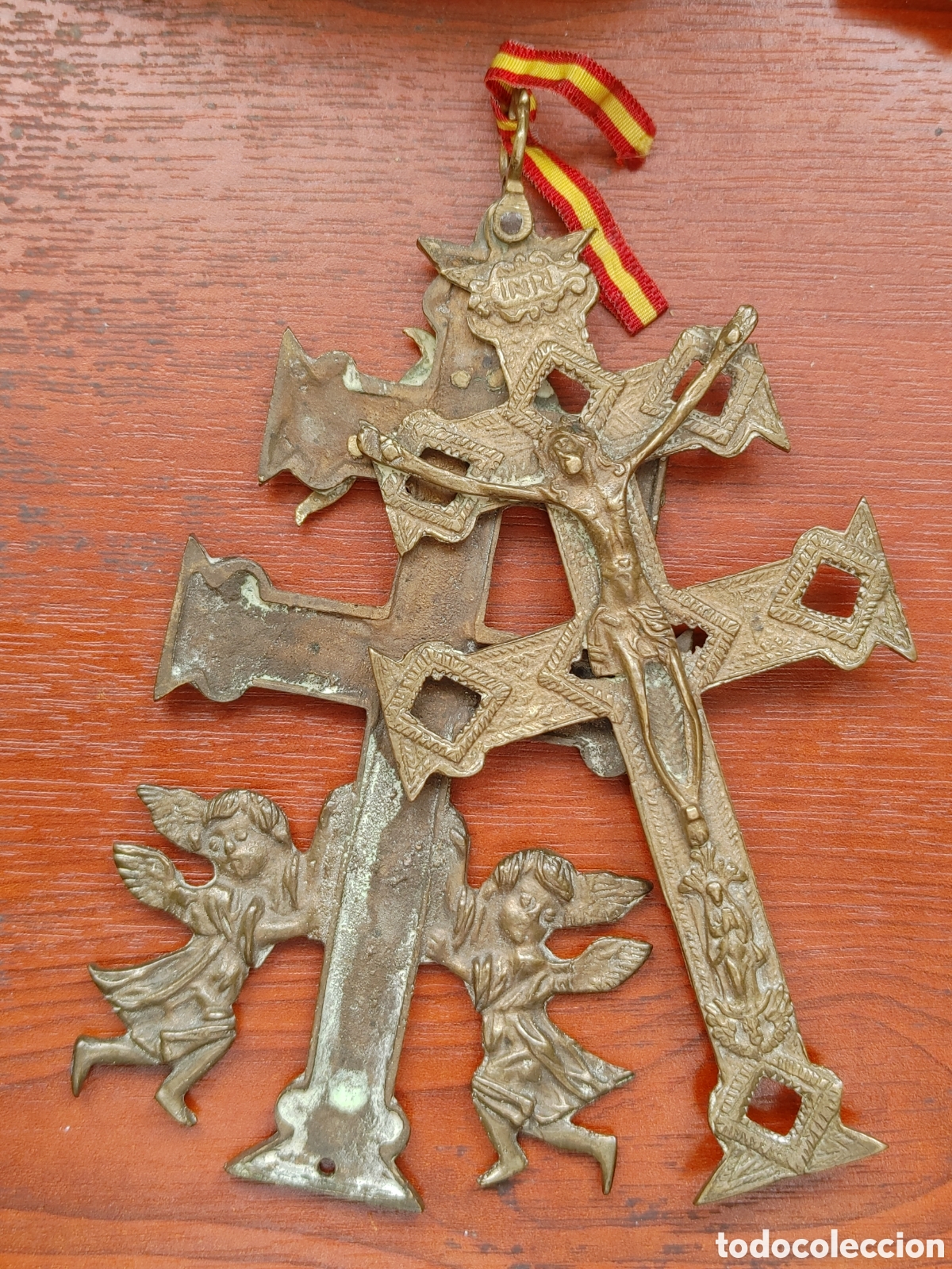 Antig&uuml;edades: Cruz de Caravaca en bronce. - Foto 4