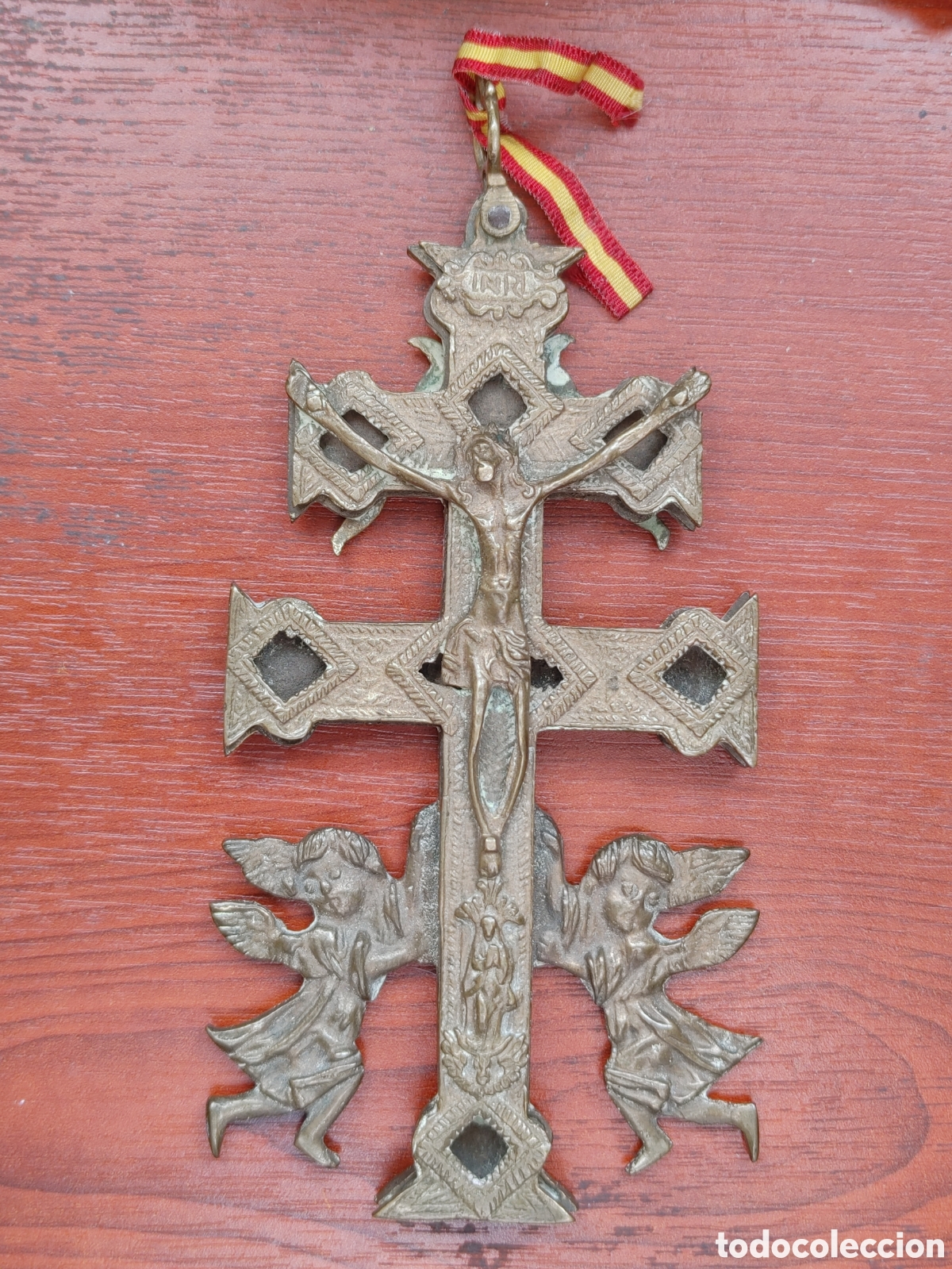 Antig&uuml;edades: Cruz de Caravaca en bronce. - Foto 5