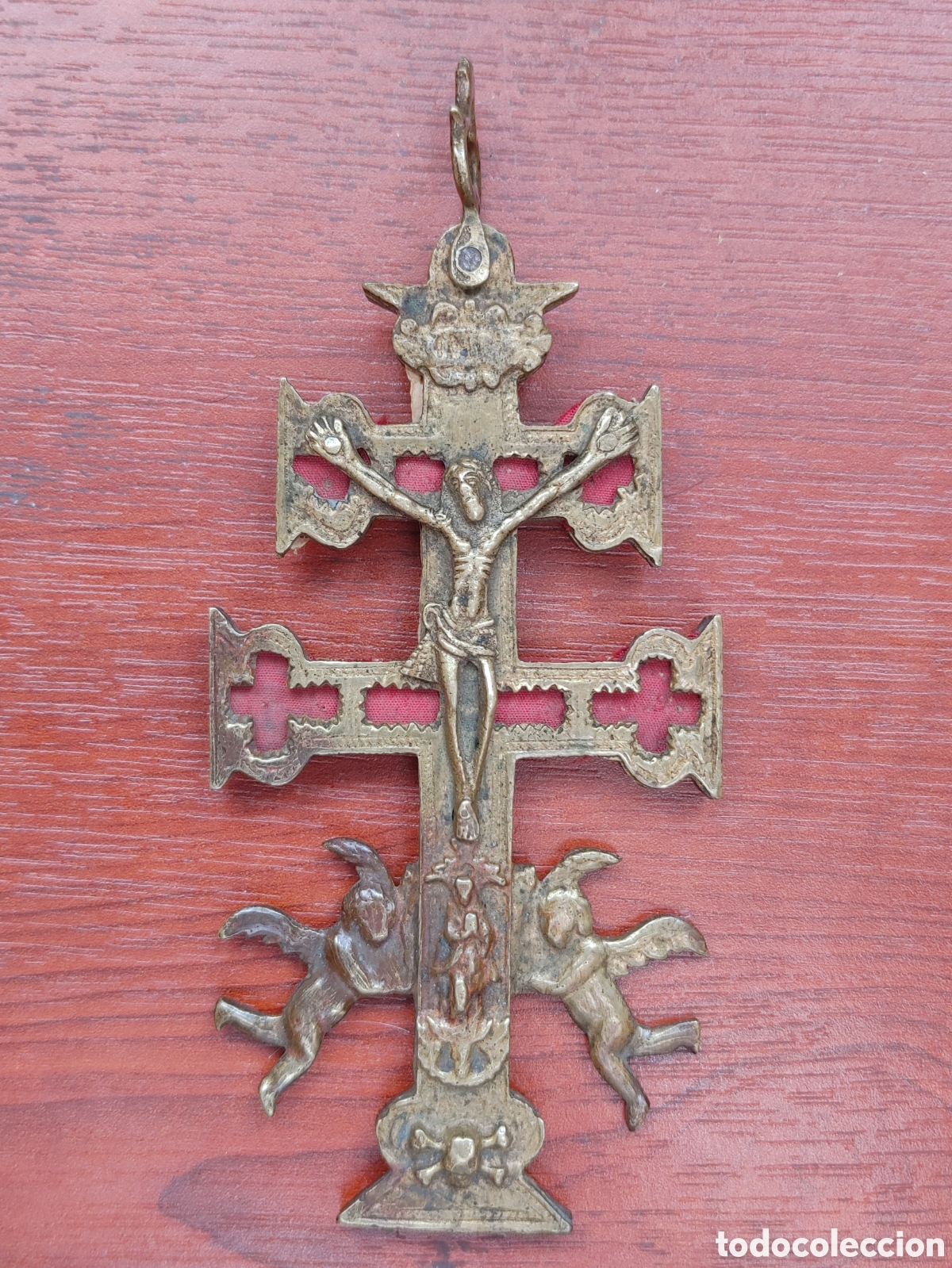 Antig&uuml;edades: Cruz de Caravaca en bronce. - Foto 3