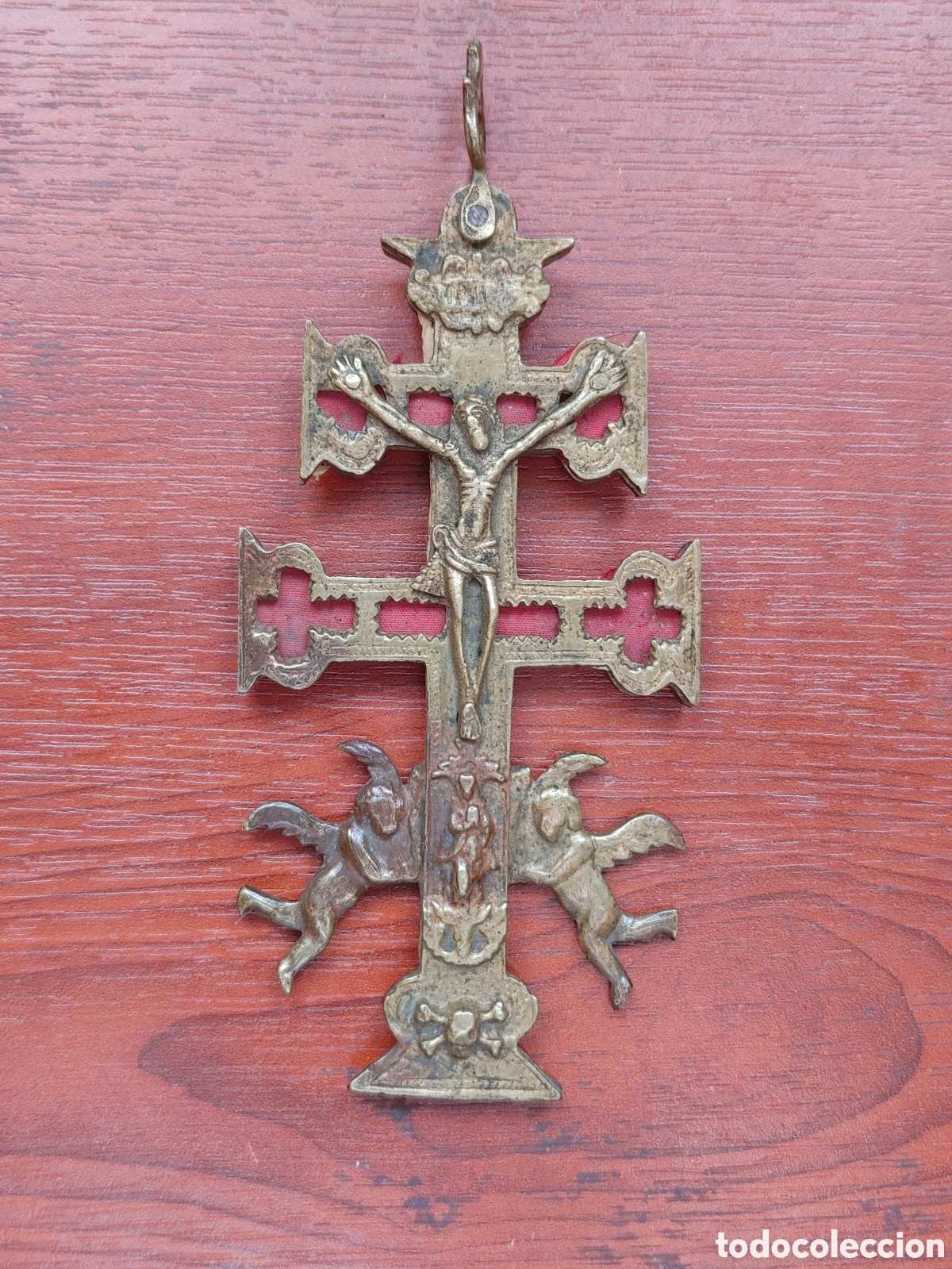 Antig&uuml;edades: Cruz de Caravaca en bronce. - Foto 1