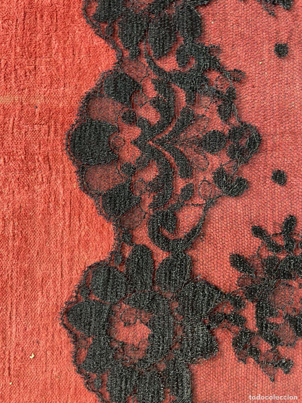 Antig&uuml;edades: MANTILLA RECTANGULAR DE TUL. BORDADA A MANO. ESPA&Ntilde;A. SIGLO XIX - Foto 9