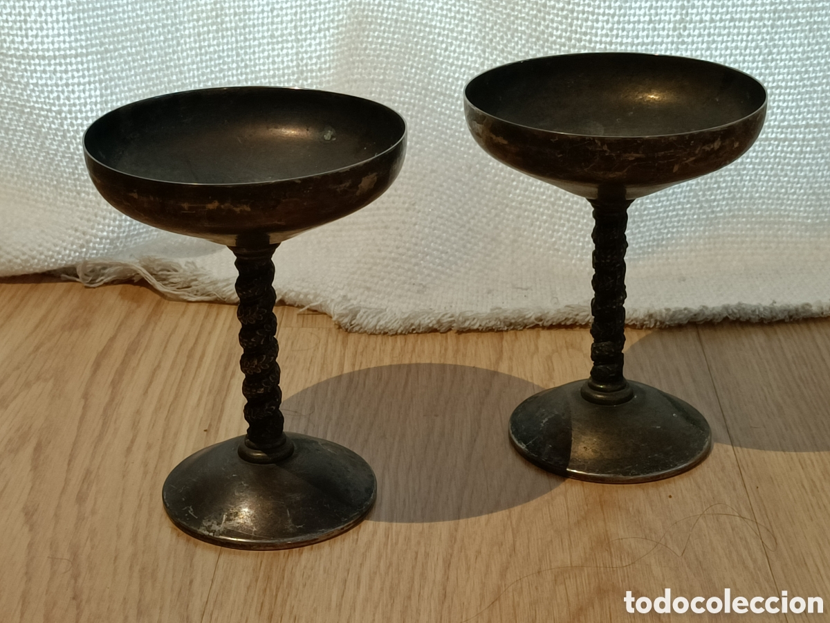 Antig&uuml;edades: Dos copas alpaca. 14 cms alto. 11 cms &empty; - Foto 1