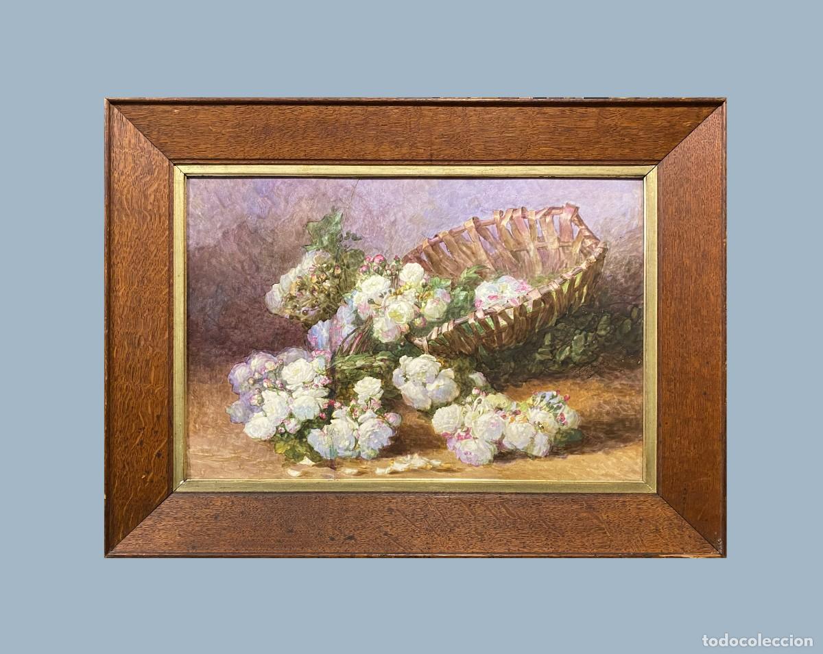 Antig&uuml;edades: MAGNIFICA PLACA DE PORCELANA DECORADA CON FLORES - Foto 1