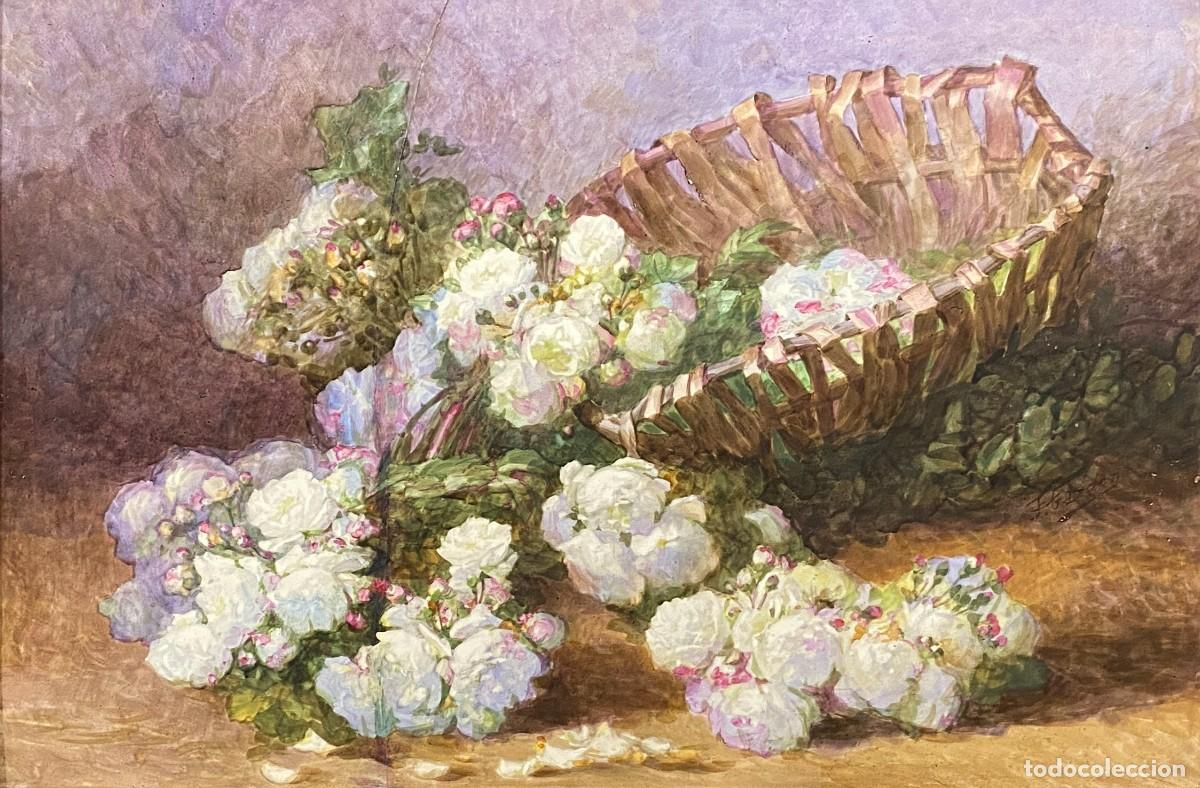 Antig&uuml;edades: MAGNIFICA PLACA DE PORCELANA DECORADA CON FLORES - Foto 2