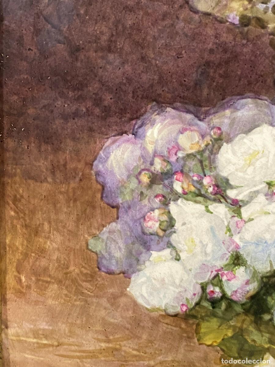 Antig&uuml;edades: MAGNIFICA PLACA DE PORCELANA DECORADA CON FLORES - Foto 3